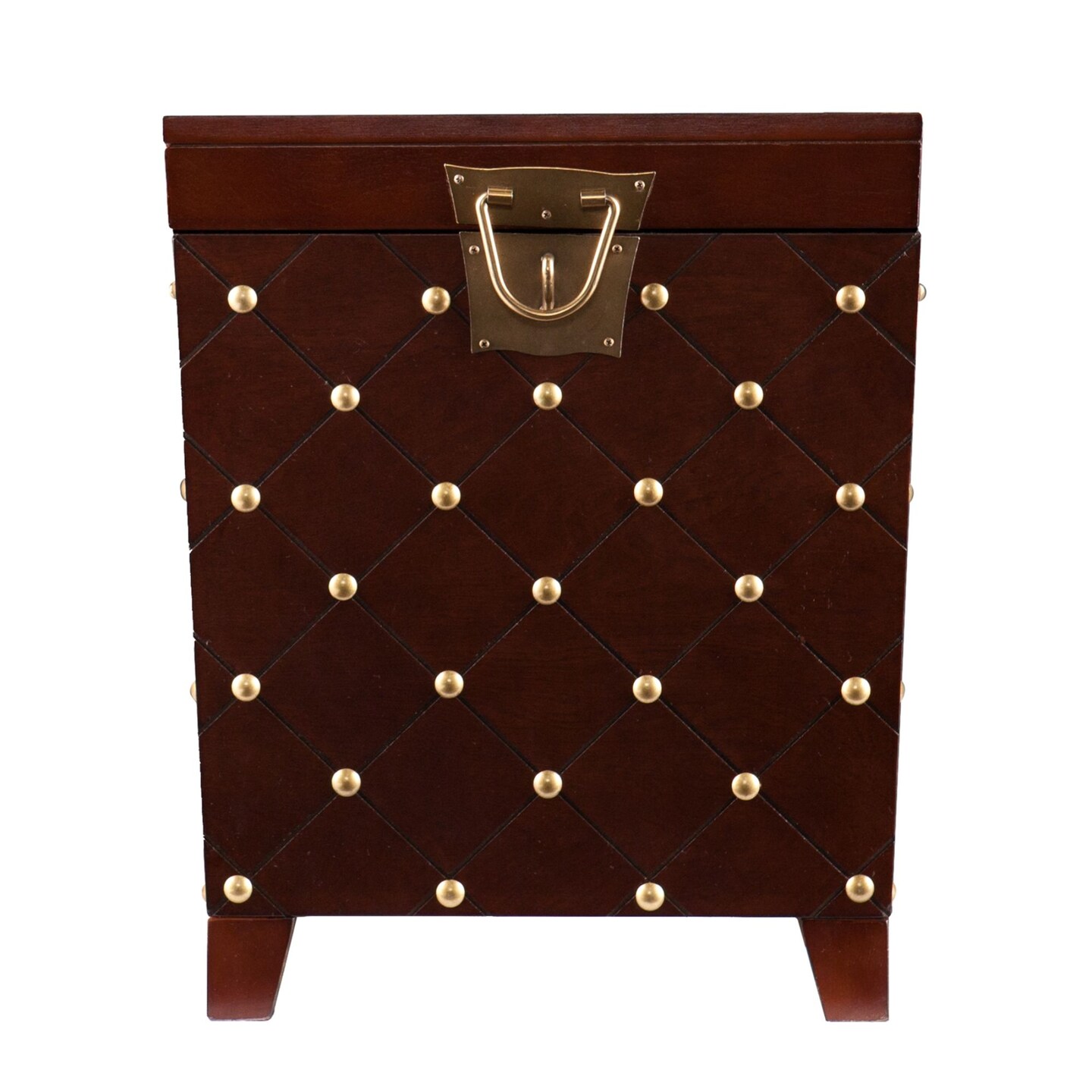 Southern Enterprises 24" Espresso Brown Antique Nailhead Trunk Square End Table