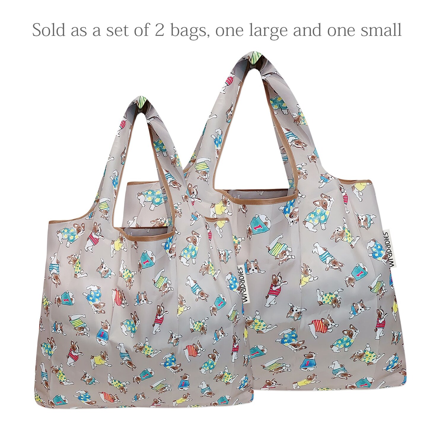 Wrapables Large &#x26; Small Foldable Tote Nylon Reusable Grocery Bags, Set of 2