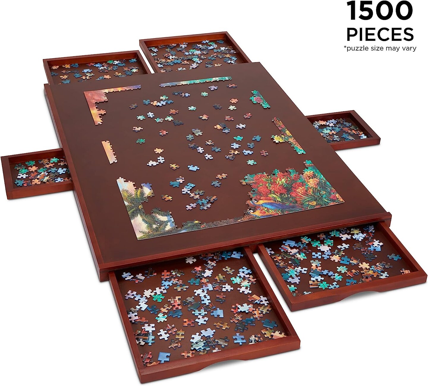 Jumbl 1500 Piece Puzzle Board, 27” x 35” Wooden Jigsaw Puzzle Table & Trays