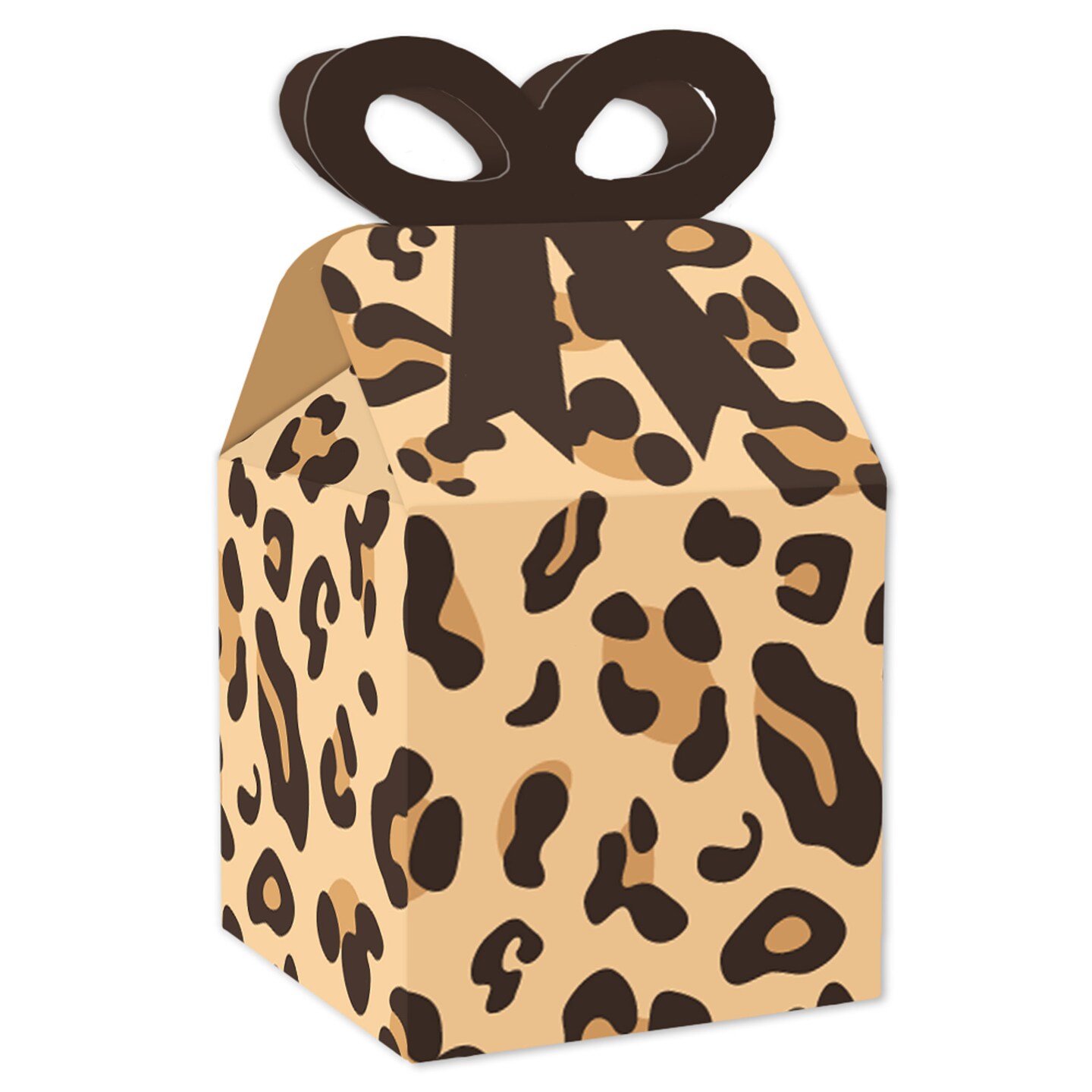 Big Dot of Happiness Leopard Print - Square Favor Gift Boxes - Cheetah Party Bow Boxes - Set of 12