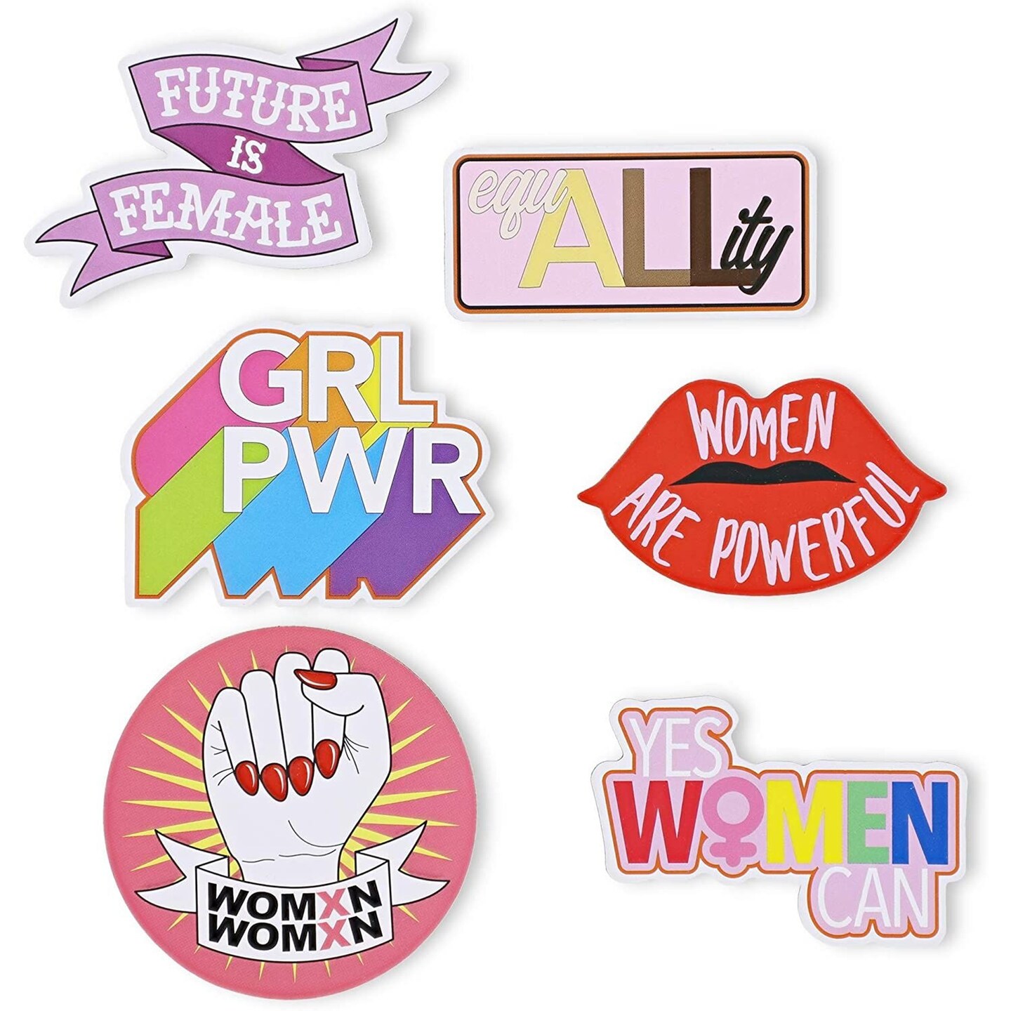 Female Empowerment Magnet Set for Fridge, Locker, and Bulletin Board (6 Pack)