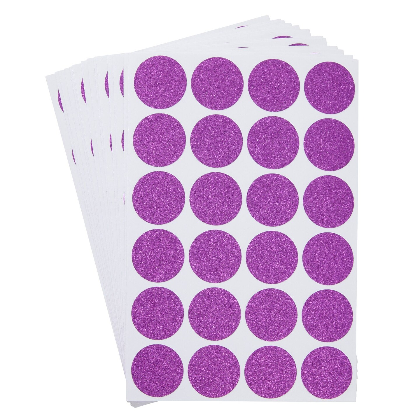 360-Pack 1-Inch Round Glitter Dots, Sparkle Stickers for Wedding, Birthday, and Graduation Invitations, Adhesive Envelope Seal Stickers, DIY Crafting Supplies (Purple)