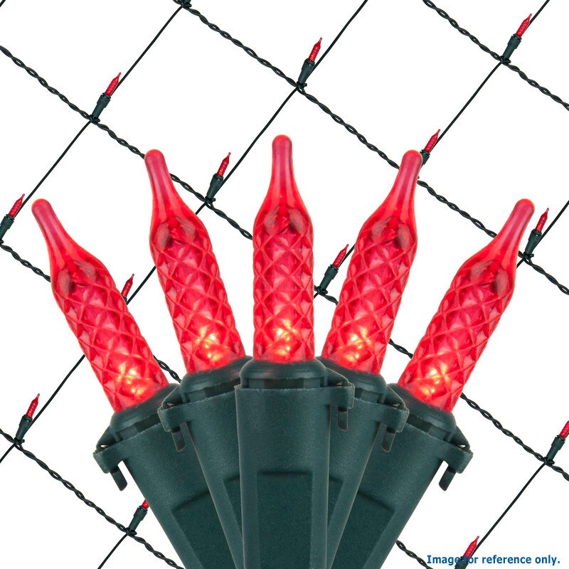 4x6 Ft. M5 LED Net Lights - 100 Red Lamps on Green Wire