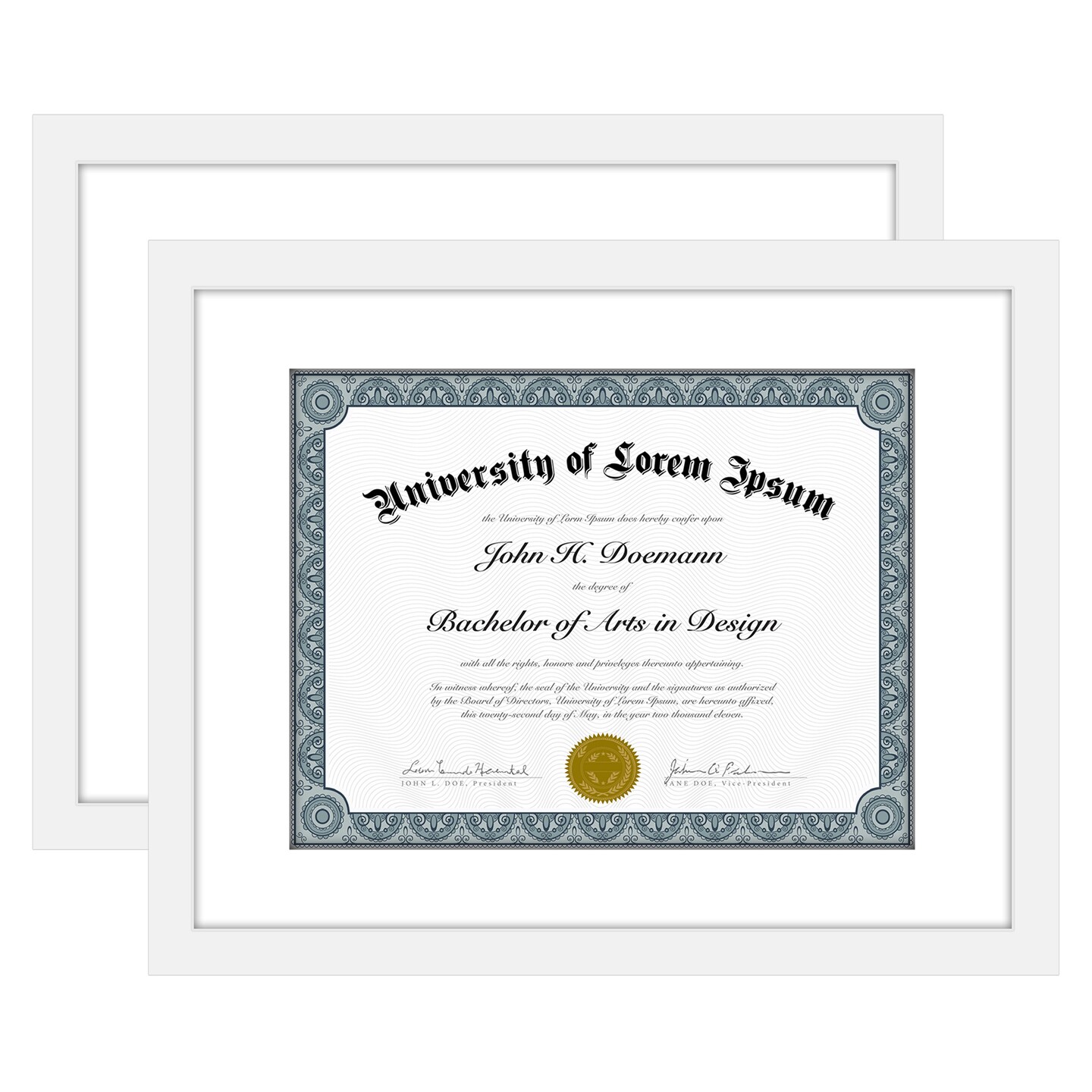Americanflat 11x14 Diploma Frame - 8.5x11 with Mat or 11x14 without Mat - Certificate Frame for Displaying Documentation - Shatter Resistant Glass - Hanging Hardware