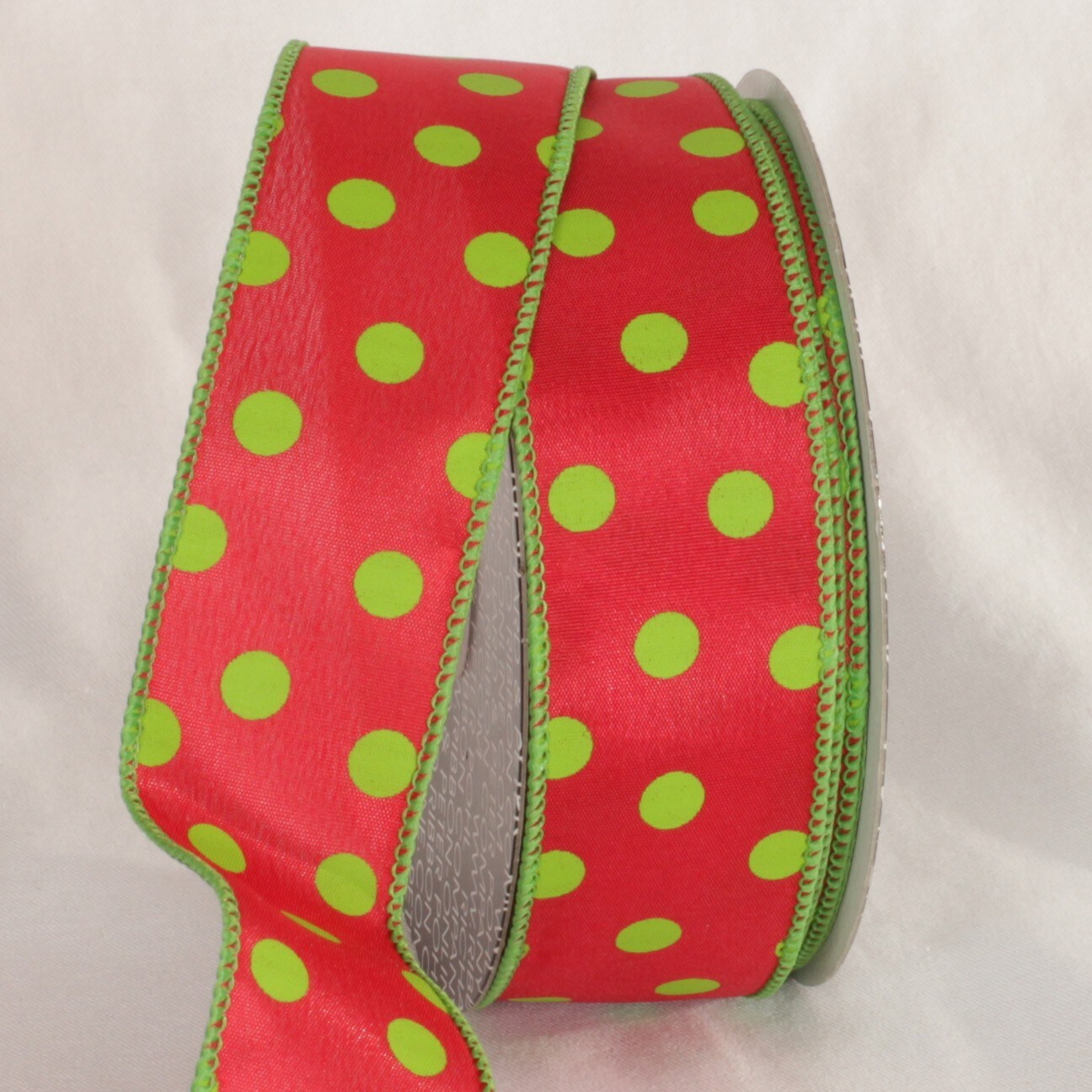 The Ribbon People Red and Green Polka Dots Printed Wired Craft Ribbon 1.5&#x22; x 40 Yards