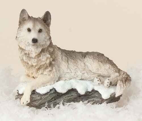 Roman 4.75&#x22; Joseph&#x27;s Studio Wolf on Snowy Rock Table Top Christmas Figure