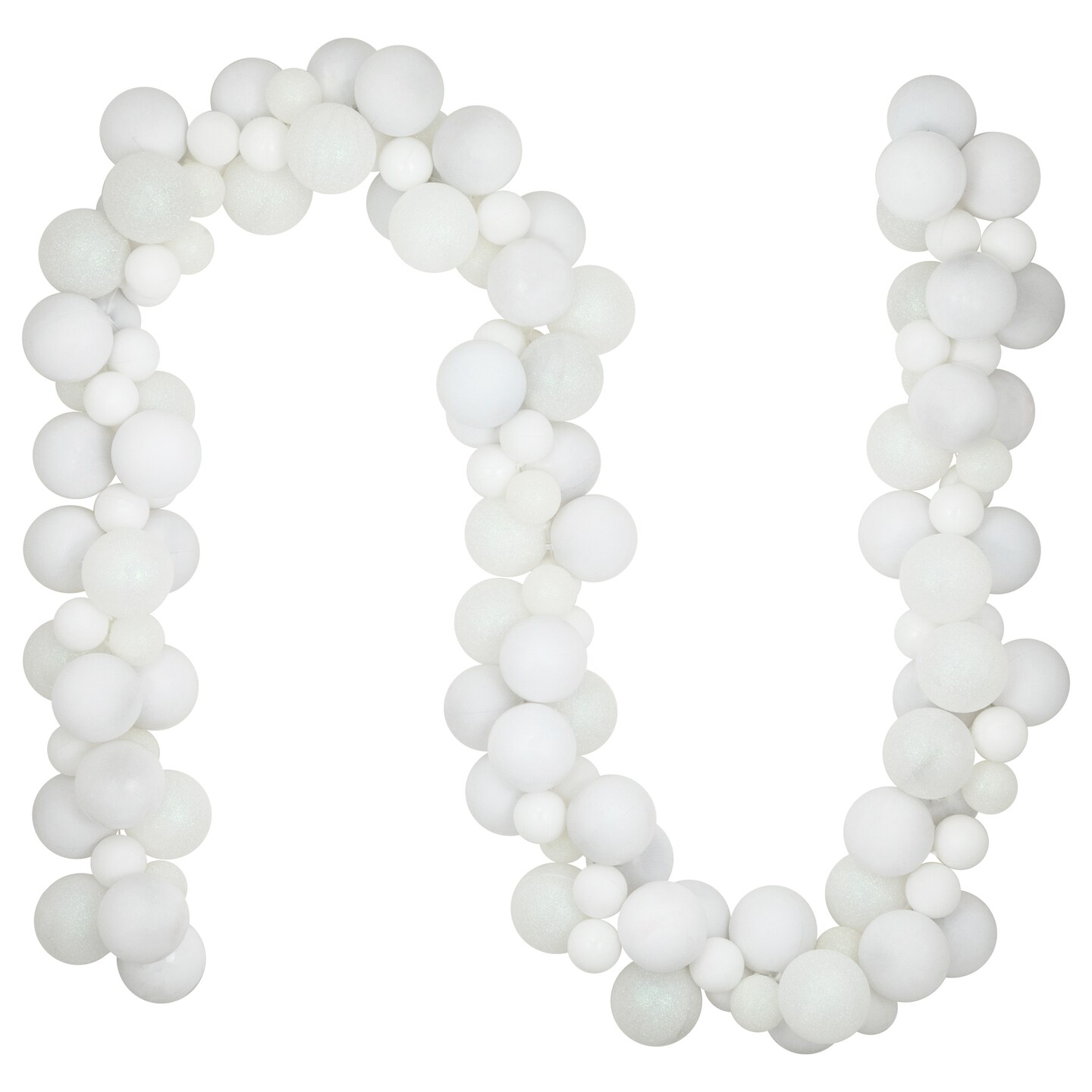 Northlight 6&#x27; White 3-Finish Shatterproof Ball Christmas Garland