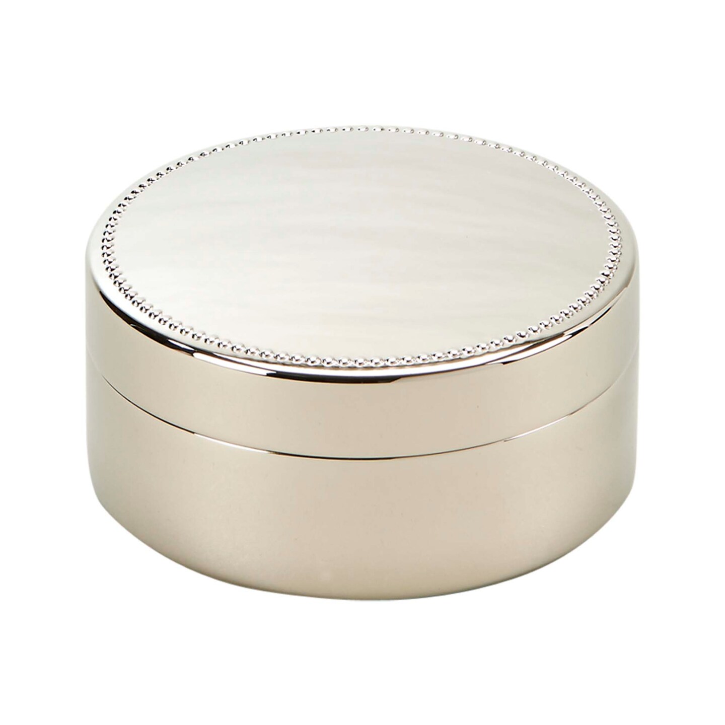 Contemporary Home Living 3.5&#x22; Silver Round Beaded Jewelry Box