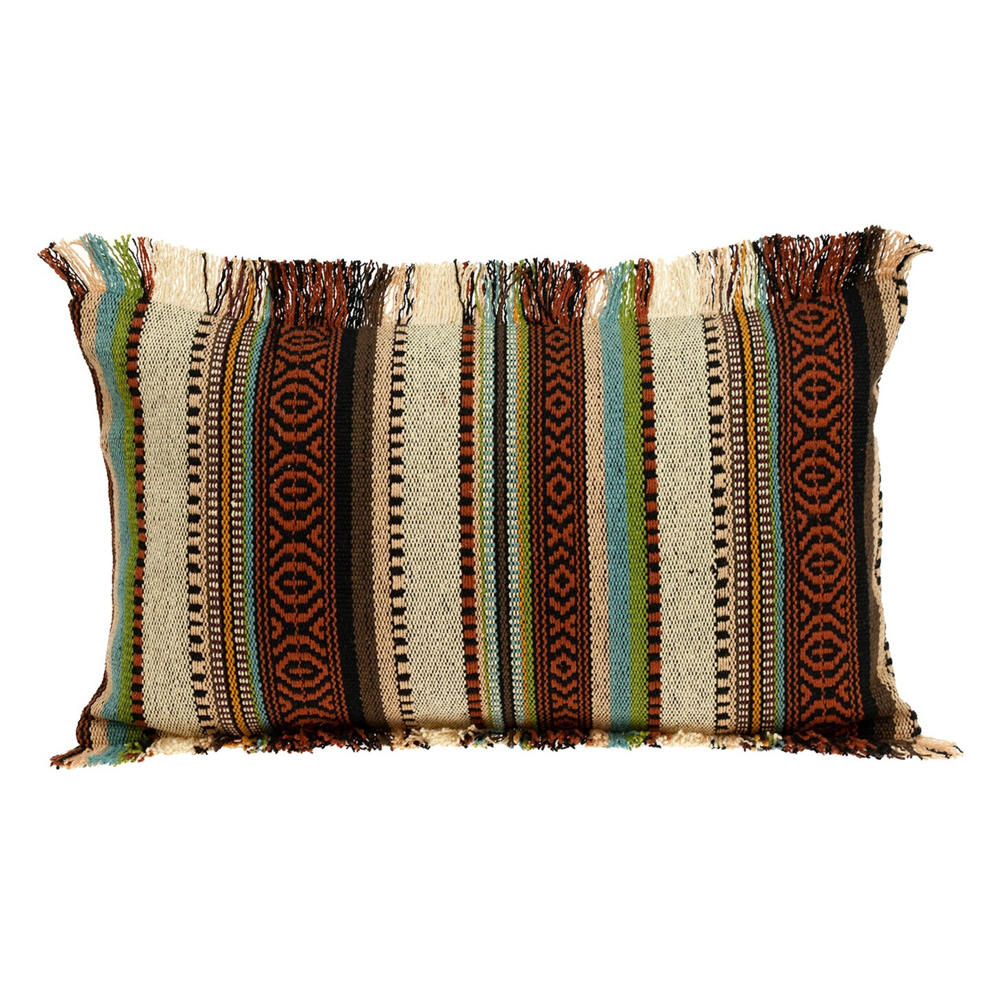 Nassau Collection 24&#x22; Brown and Beige Boho Classic Design Transitional Throw Pillow