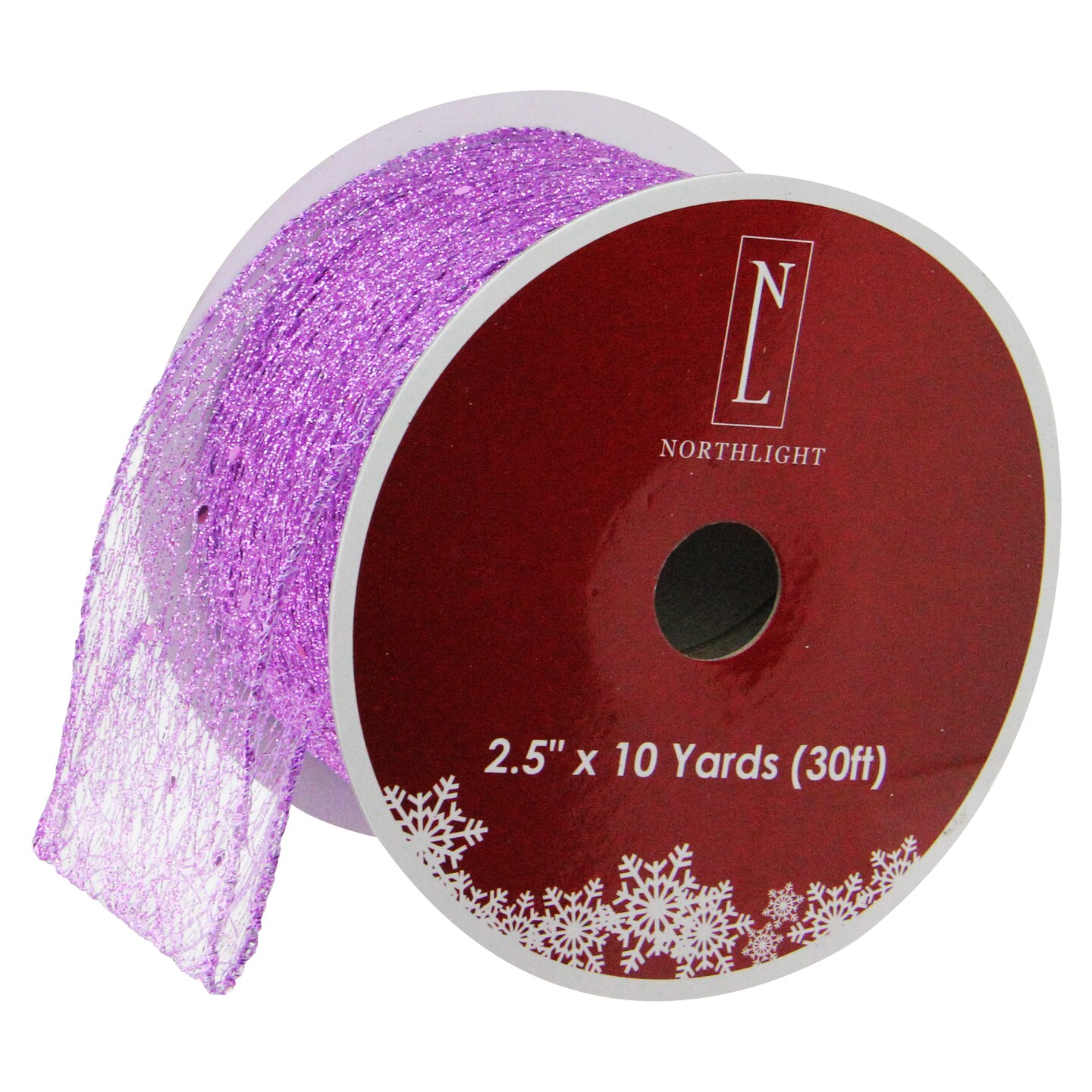 Northlight Glittering Purple Solid Wired Christmas Craft Ribbon 2.5&#x22; x 10 Yards