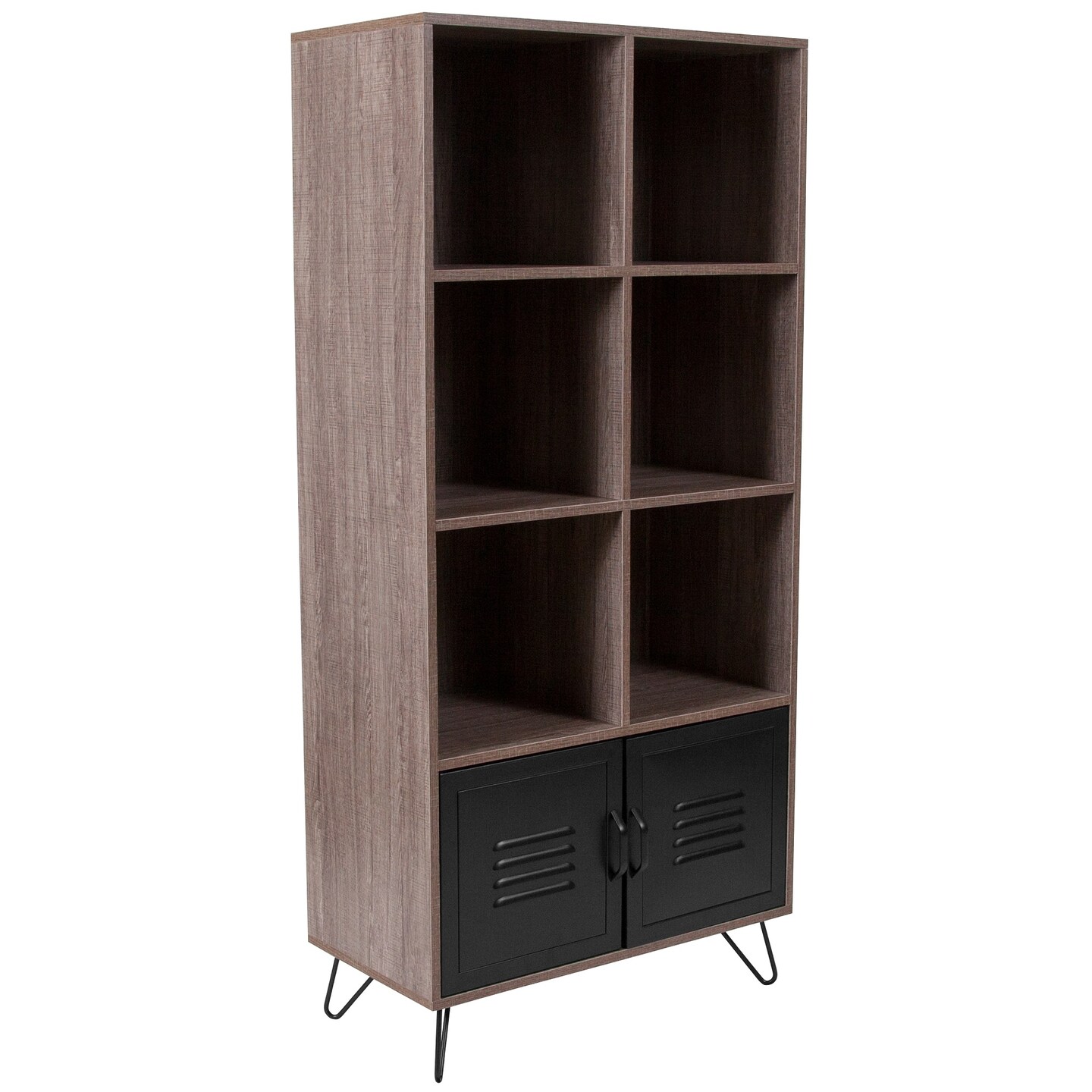 Flash Furniture 59.25&#x22; Brown Rustic Wood Grain Finished Cube Storage Organizer Bookcase