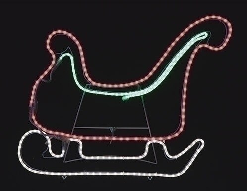 Roman 25&#x22; Red and Green LED Lighted Sleigh Silhouette Christmas Outdoor Decor