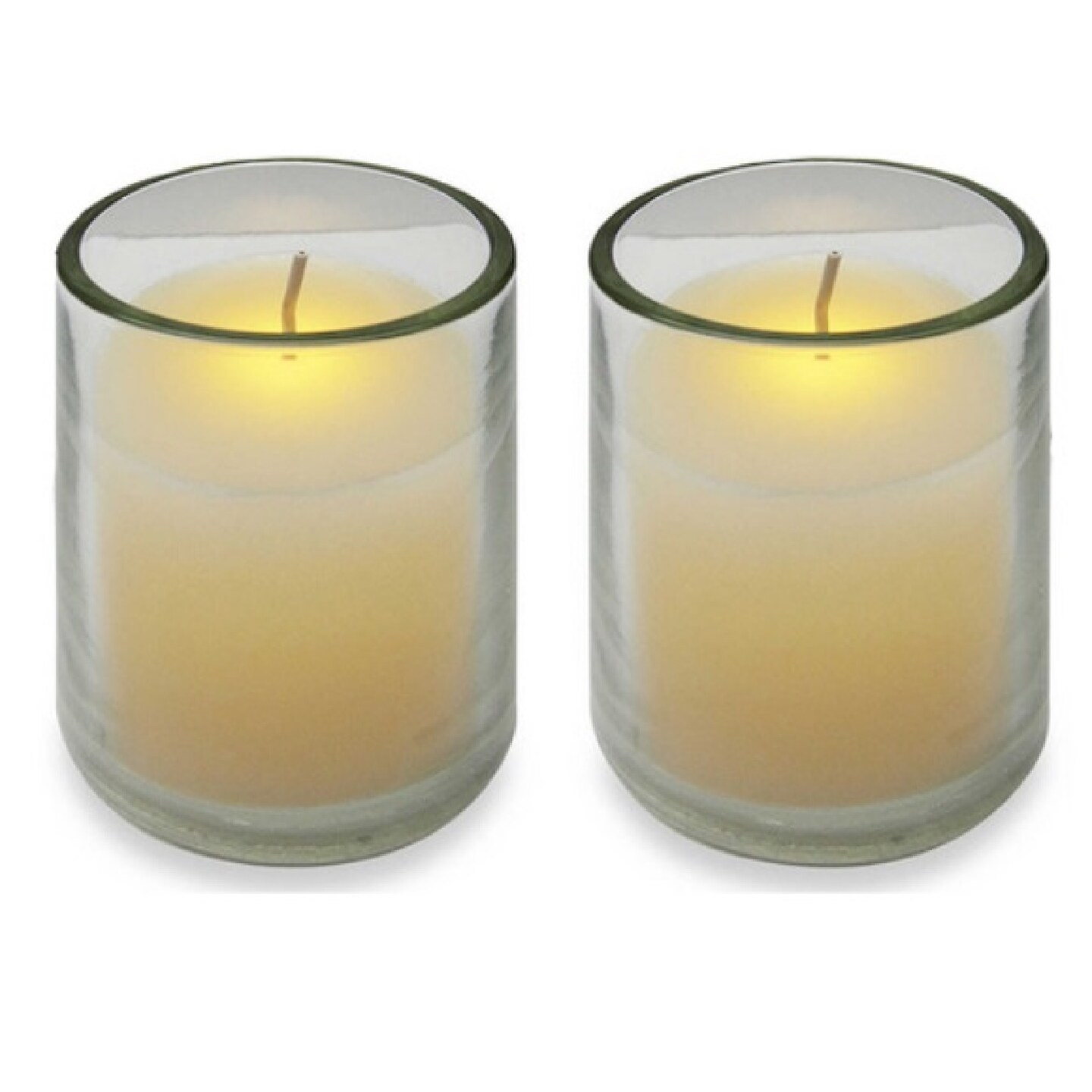 CC Christmas Decor Pack of 2 Glass Battery Operated Wax Flickering Flameless Votive Candles 2&#x22;