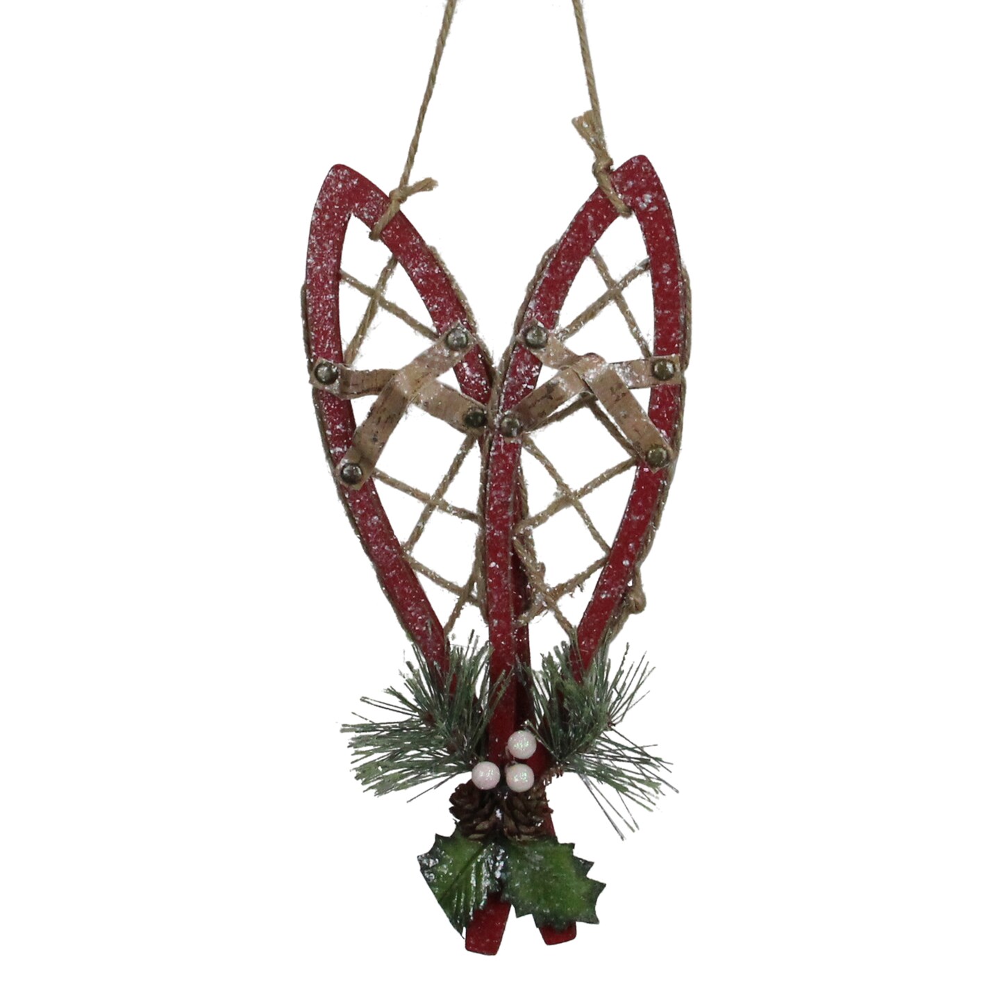Gerson 12&#x22; Red Hanging Snowshoe Christmas Wall Decoration