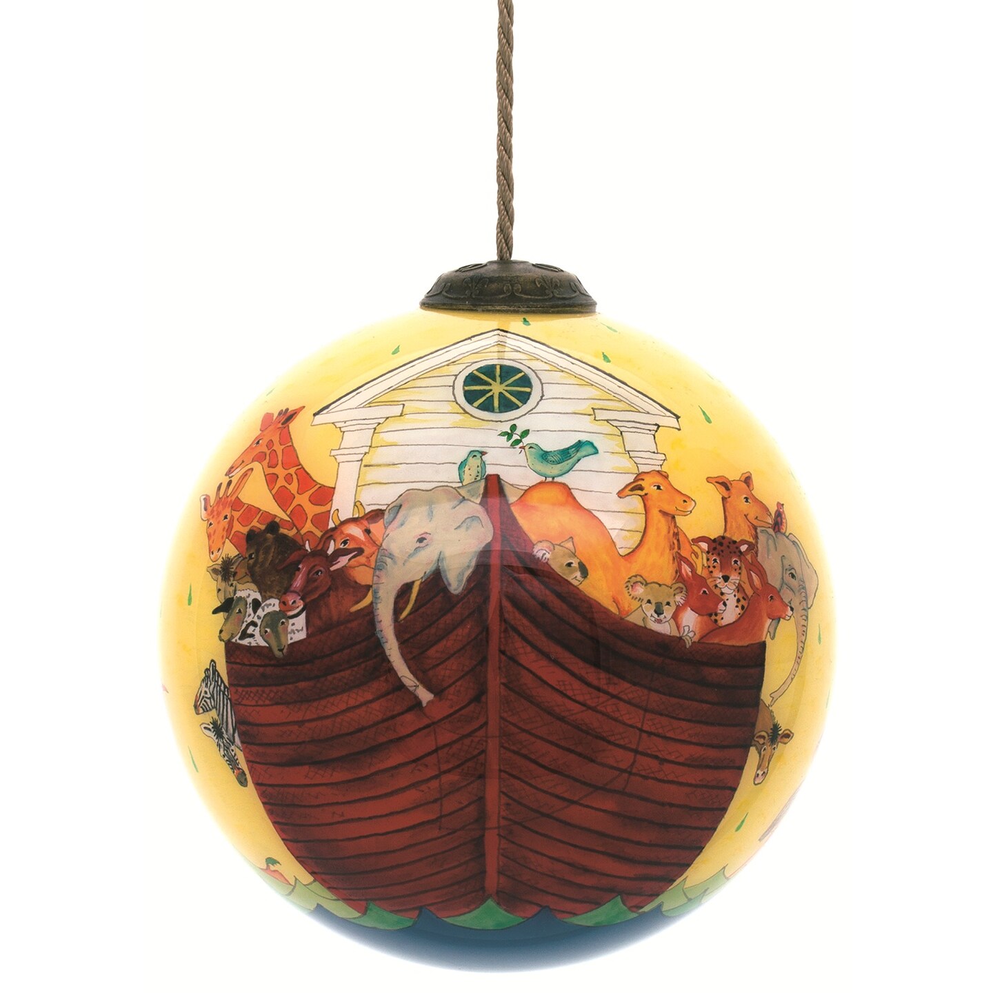 CC Christmas Decor 4&#x22; Noah&#x27;s Ark Christmas Glass Ball Hanging Ornament