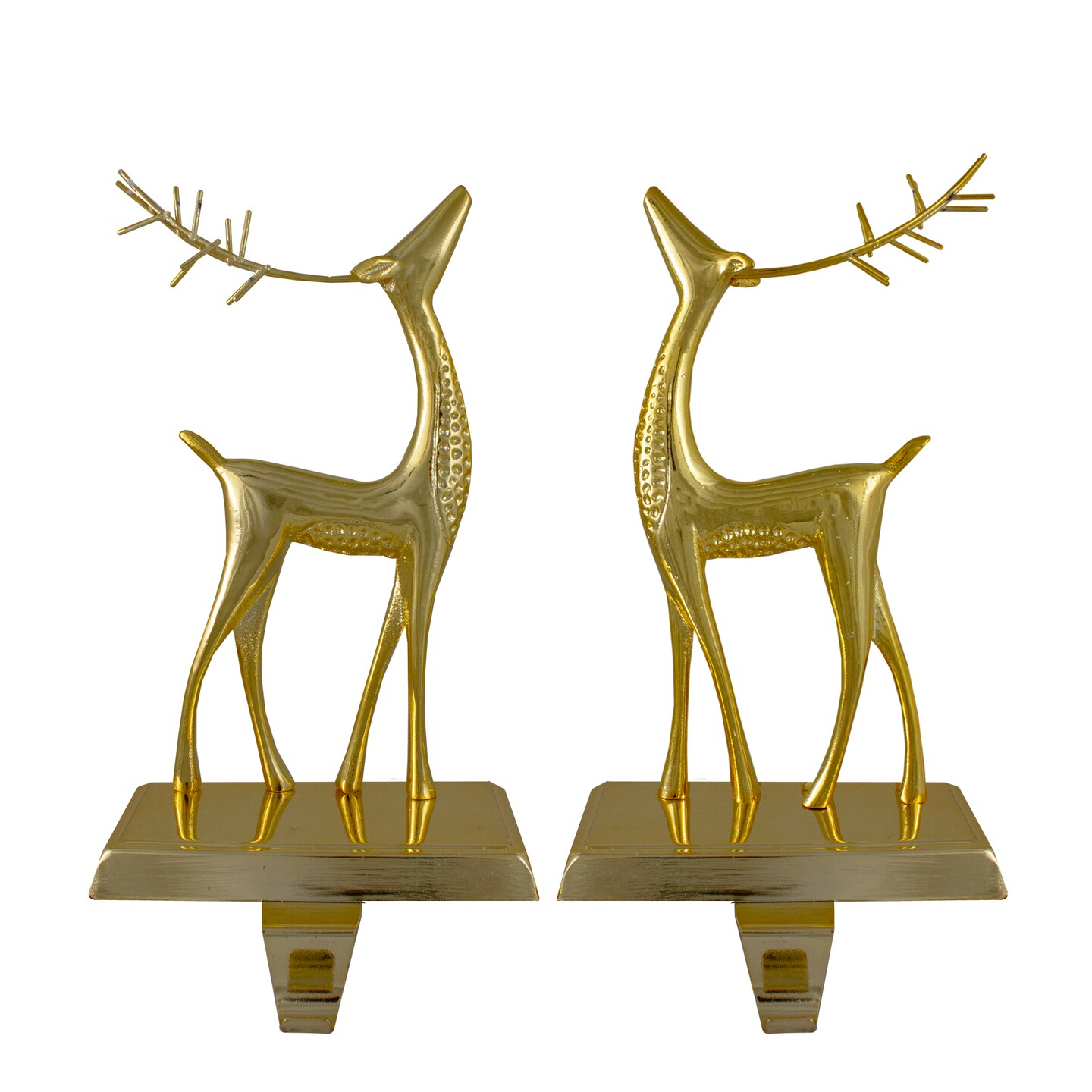 Northlight Set of 2 Gold Standing Reindeer Christmas Stocking Holders 9.75&#x22;
