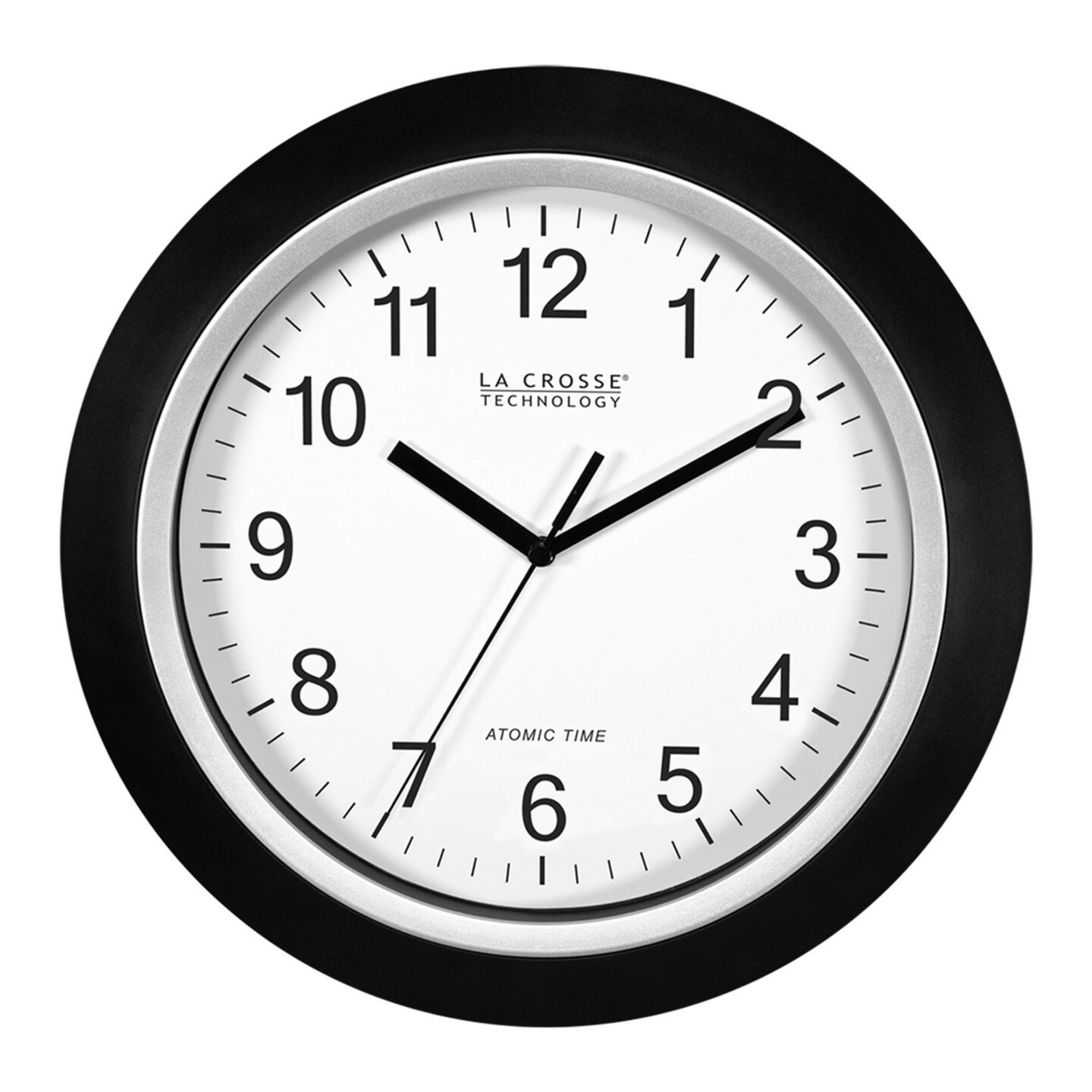 La Crosse Technology 10" Black and Silver Atomic Analog Wall Clock