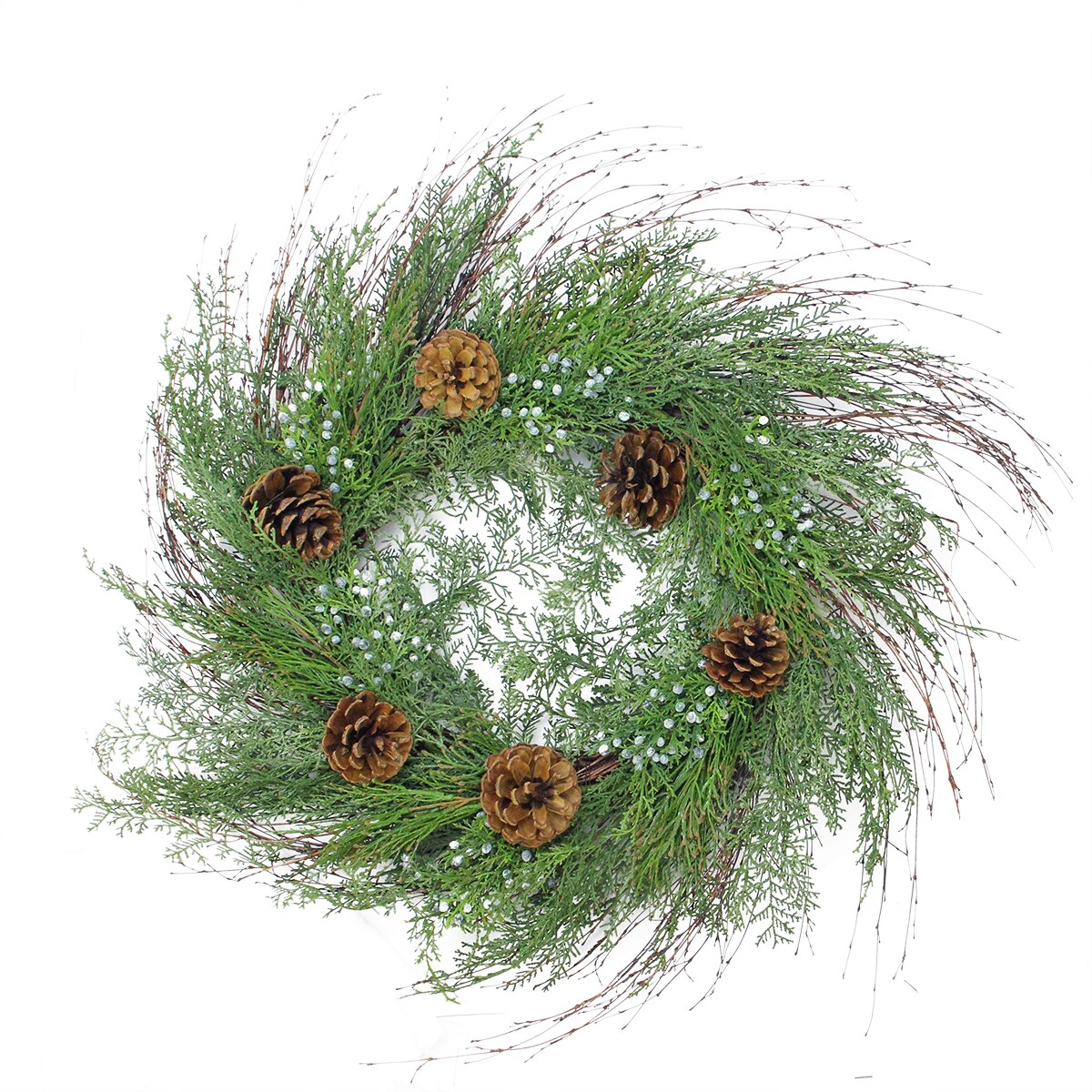 Arett Sales Mixed Cedar Pine Cone and Juniper Berry Artificial Christmas Wreath - 30&#x22; - Unlit