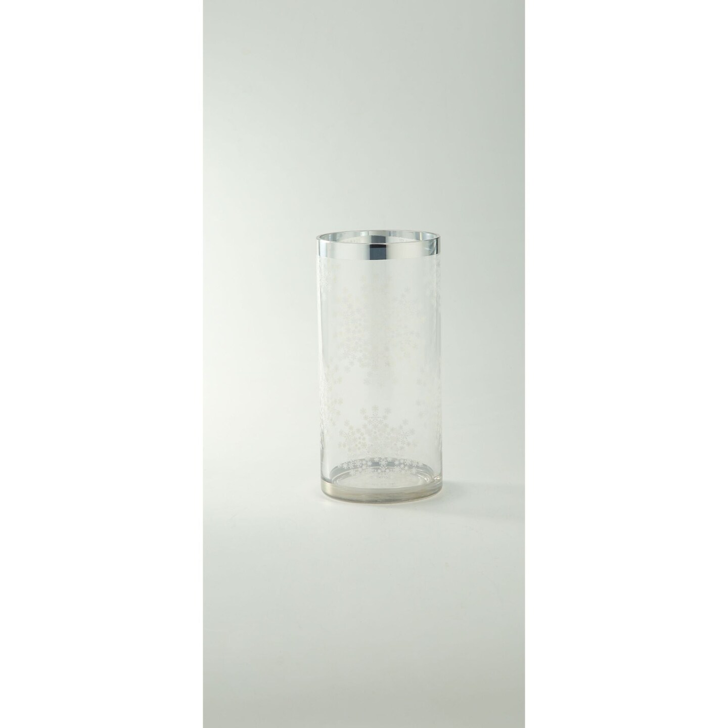 CC Home Furnishings 10&#x22; Silver Snowflake Hand Blown Glass Vase Tabletop Decoration