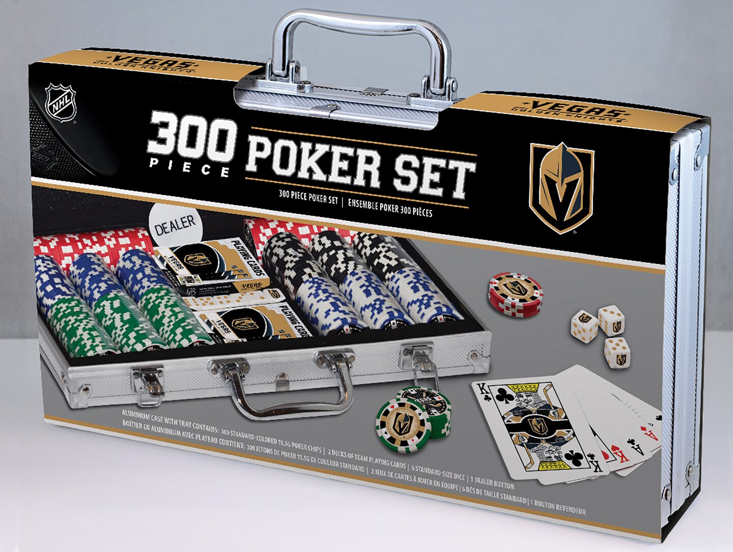 MasterPieces Casino - NHL Las Vegas Golden Knights - 300 Piece High Quality Poker Chip Set with Carrying Case