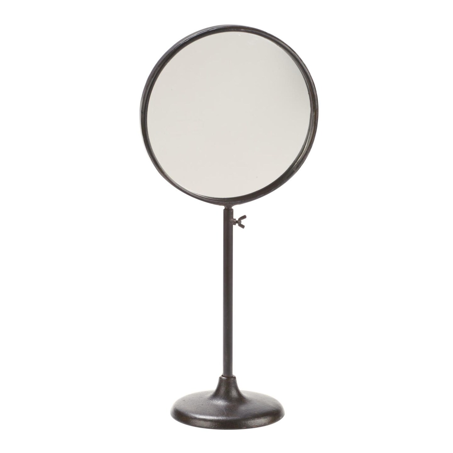 Tripar International 19" Brown Industrial Adjustable Round Mirror Stand