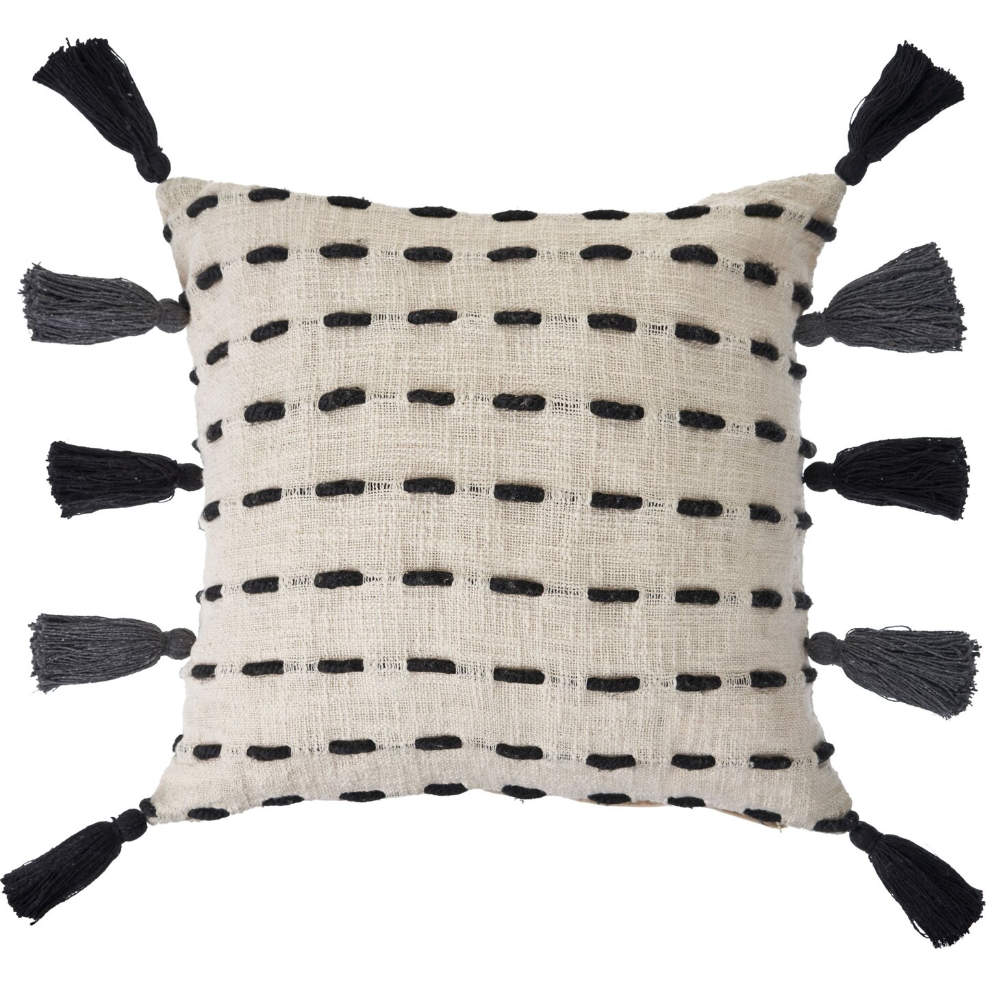 Laddha Home Designs 20" Black and Cream Modern Style Square Throw Pillow