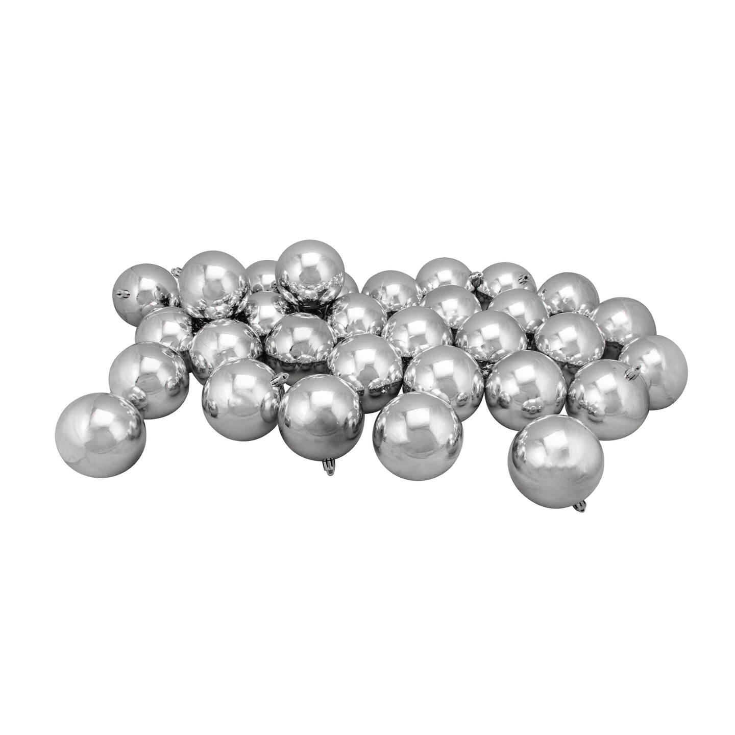 Northlight 32ct Silver Shiny Shatterproof Christmas Ball Ornaments 3.25&#x22; (82mm)
