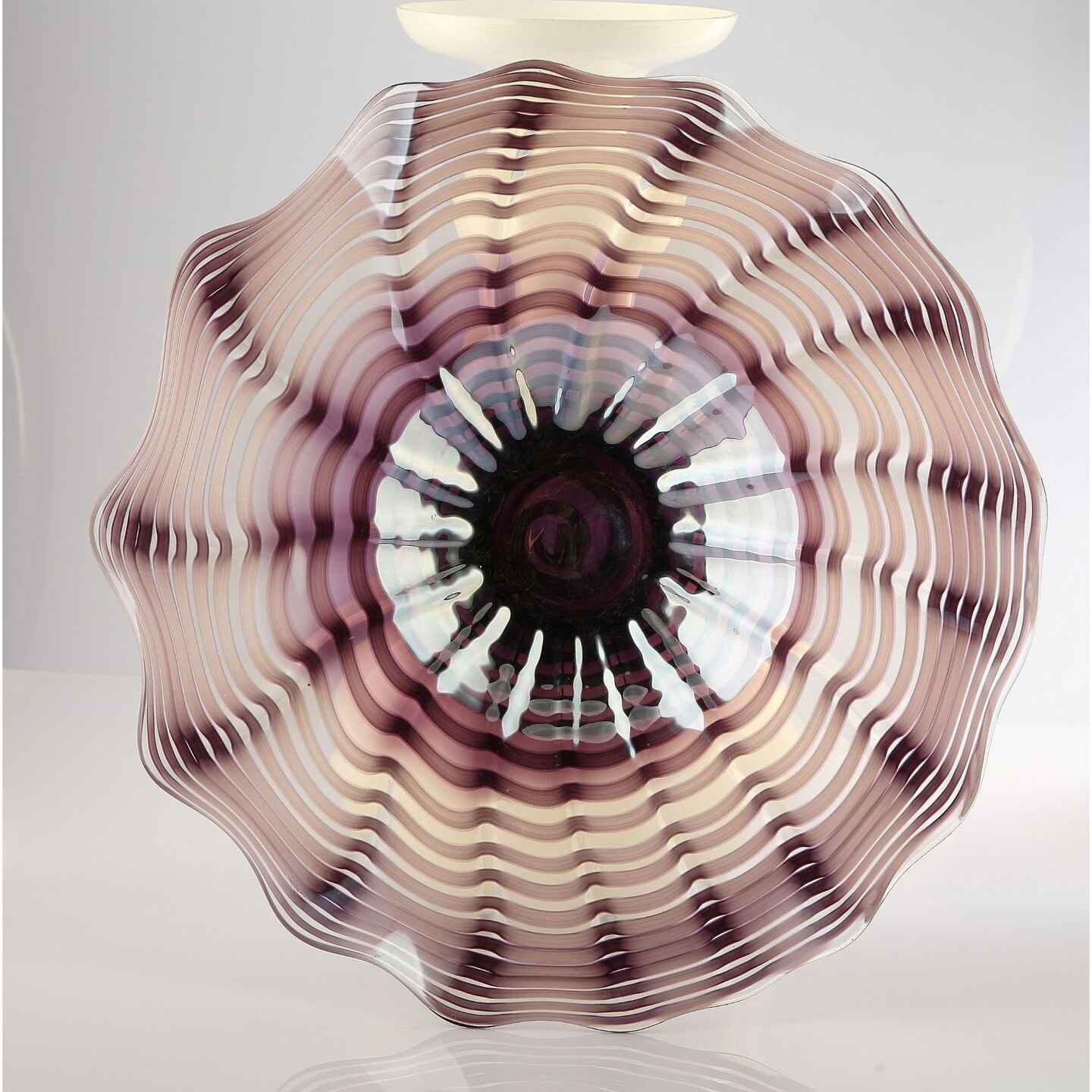CC Home Furnishings 23.5&#x22; Purple and Rose Swirled with Glass Plate