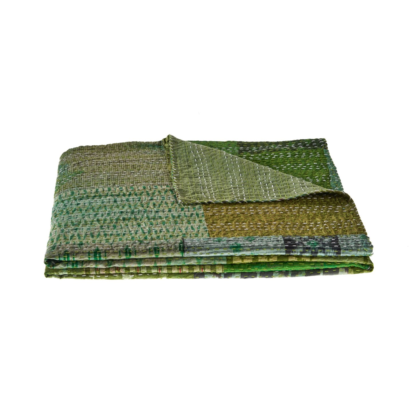 Laddha Home Designs Green and Black Handmade Throw Blanket 50&#x22; x 70&#x22;