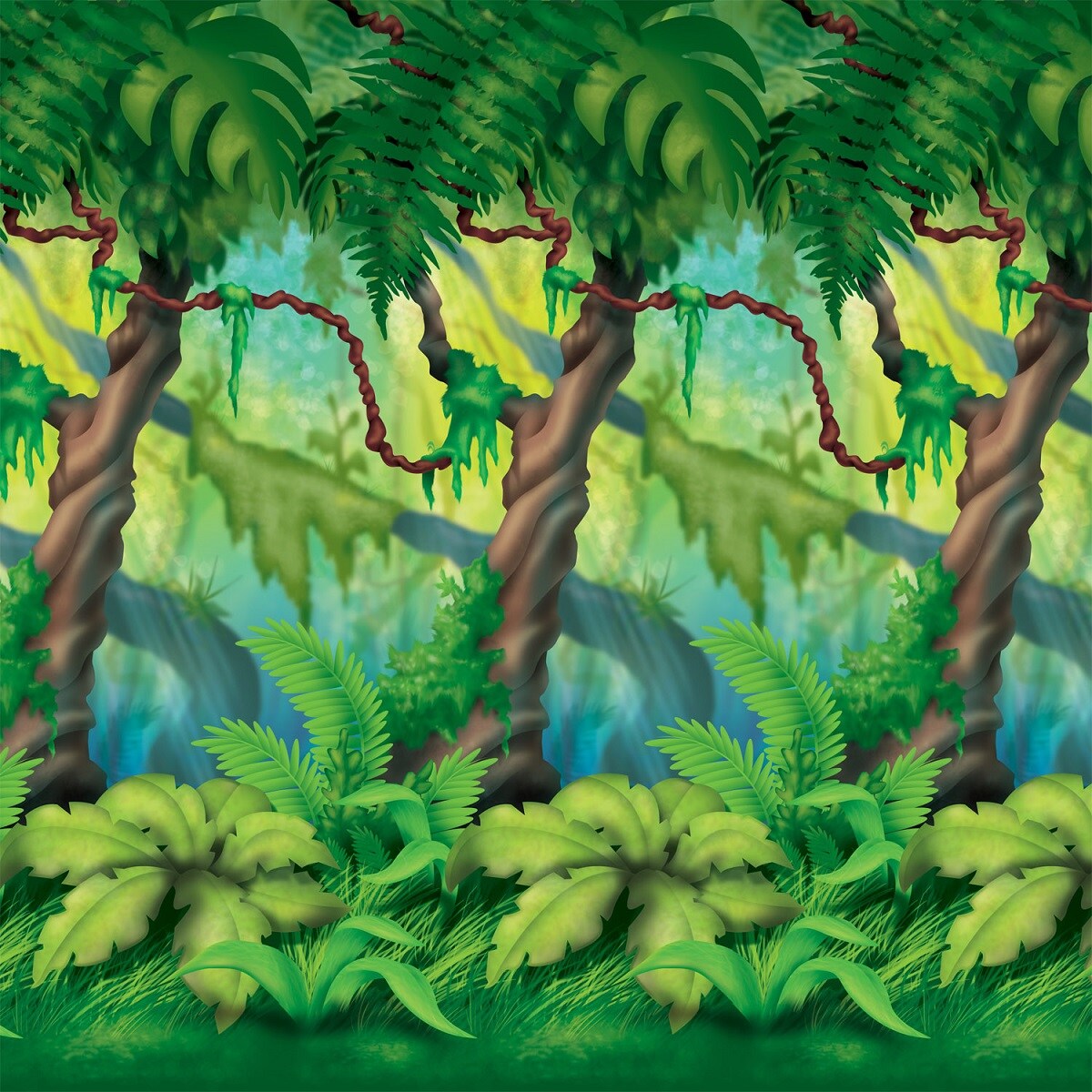 Party Central Pack of 6 Green Jungle Bush Photo Backdrop Wall Decor 30&#x27;