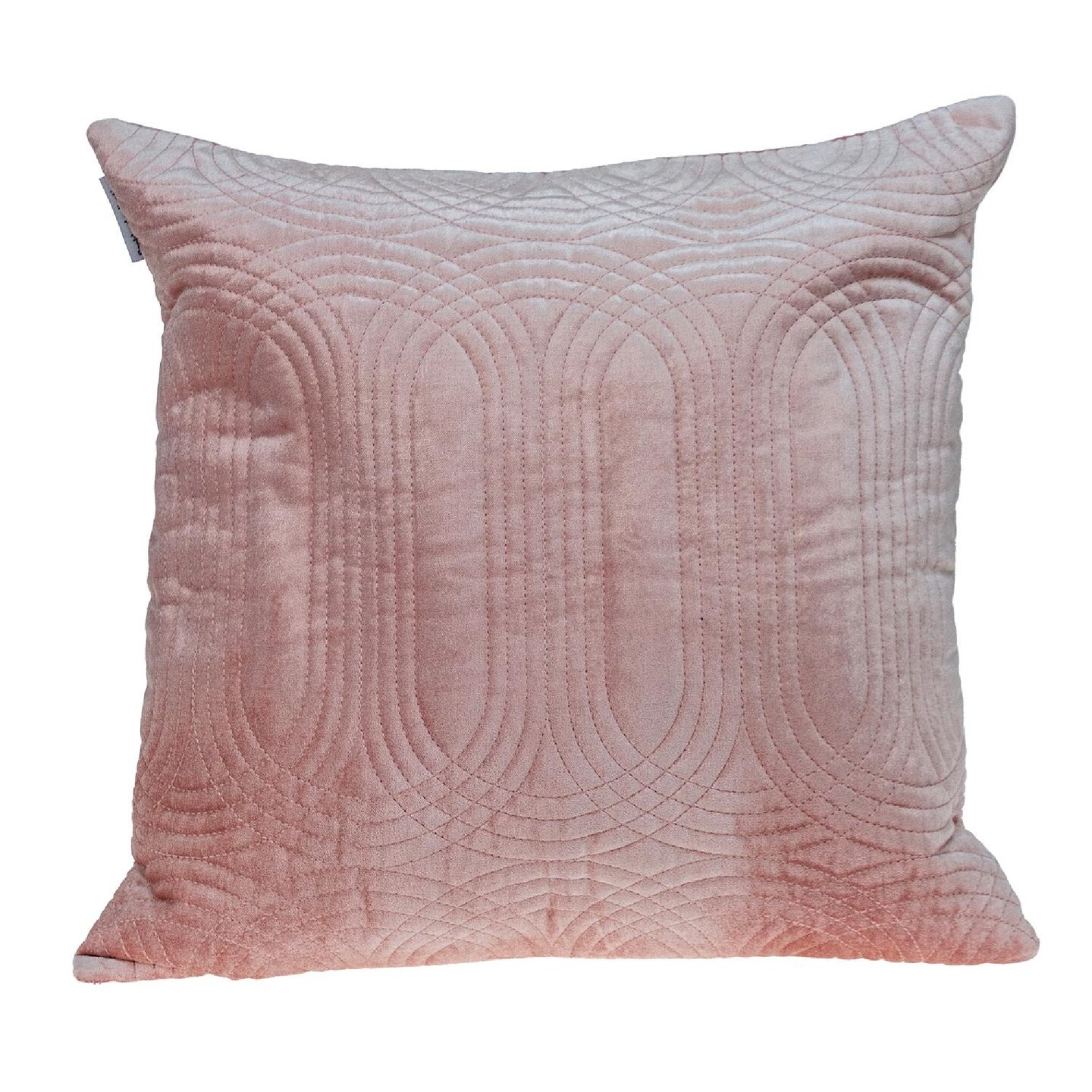 Nassau Collection 20" Coral Pink Quilt Stitched Oval Pattern Square Throw Pillow