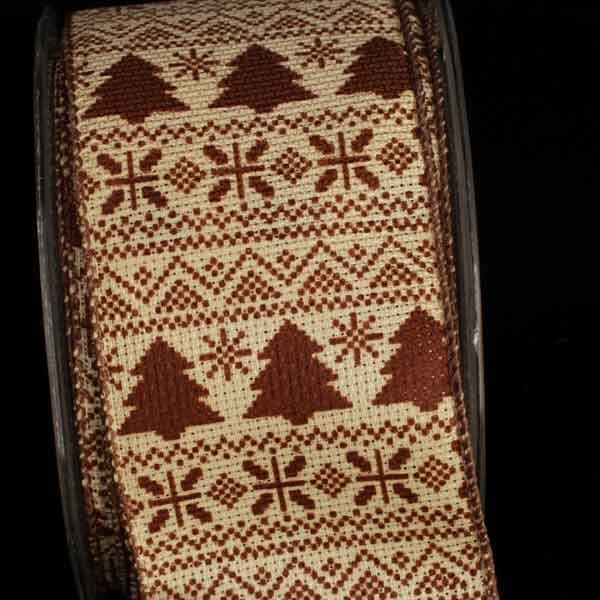 The Ribbon People Brown and Beige Sweden Winter Wired Craft Ribbon 2.5&#x22; x 40 Yards