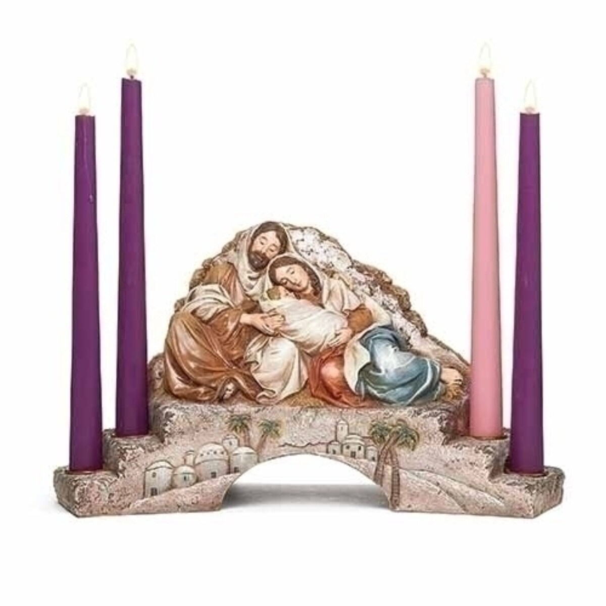 Roman 12.75&#x22; Sleeping Holy Family with Advent Candle Holder