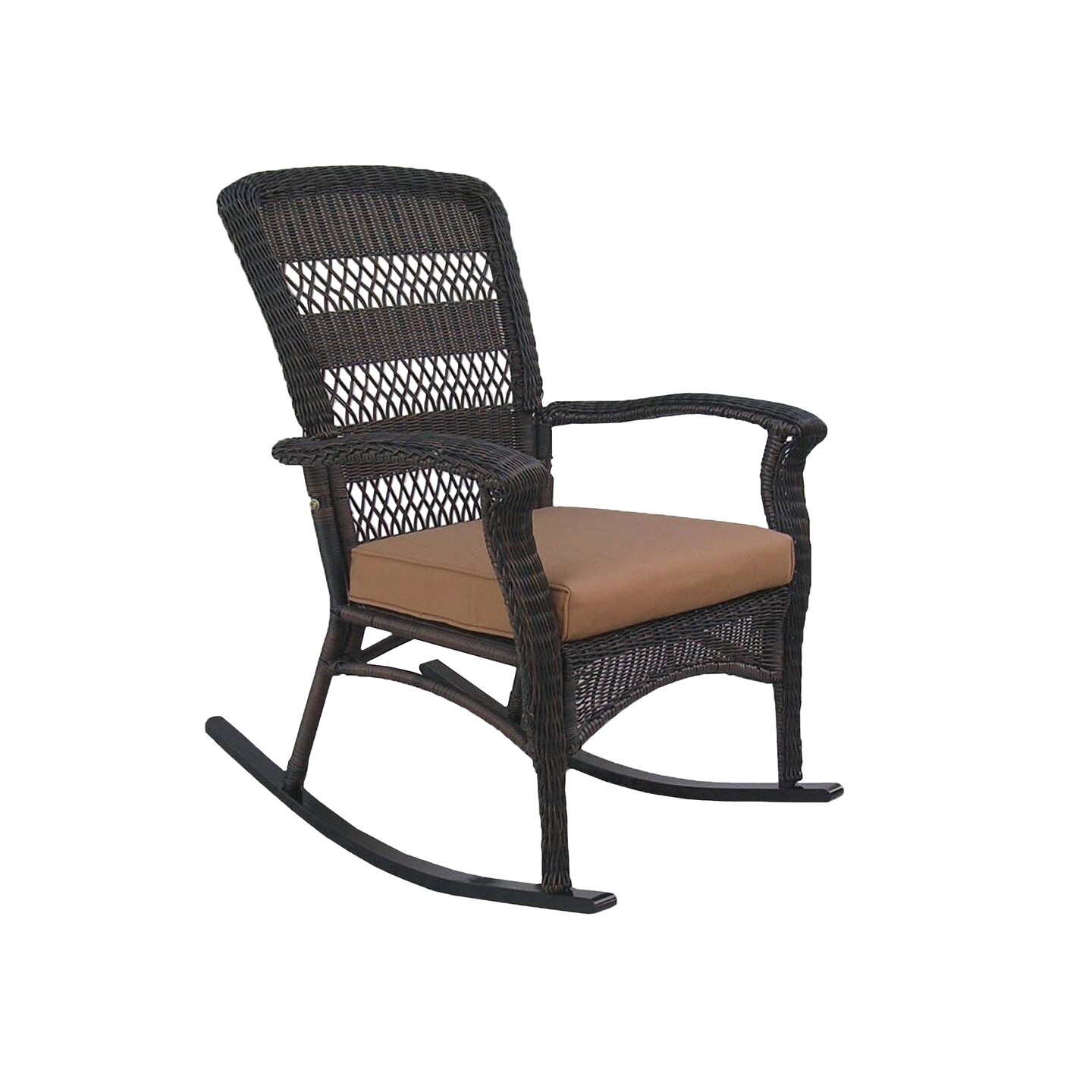 Northlight 42&#x22; Dark Brown Resin Wicker Rocker Chair with Cushion