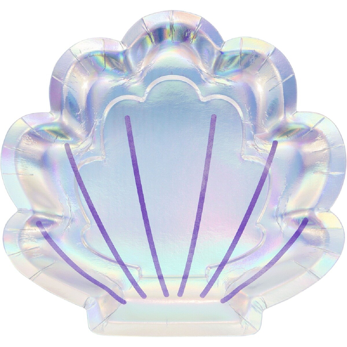 Party Central Club Pack of 96 Purple and Blue Iridescent Clam Shell Themed Dinner Plates 8.75&#x22;