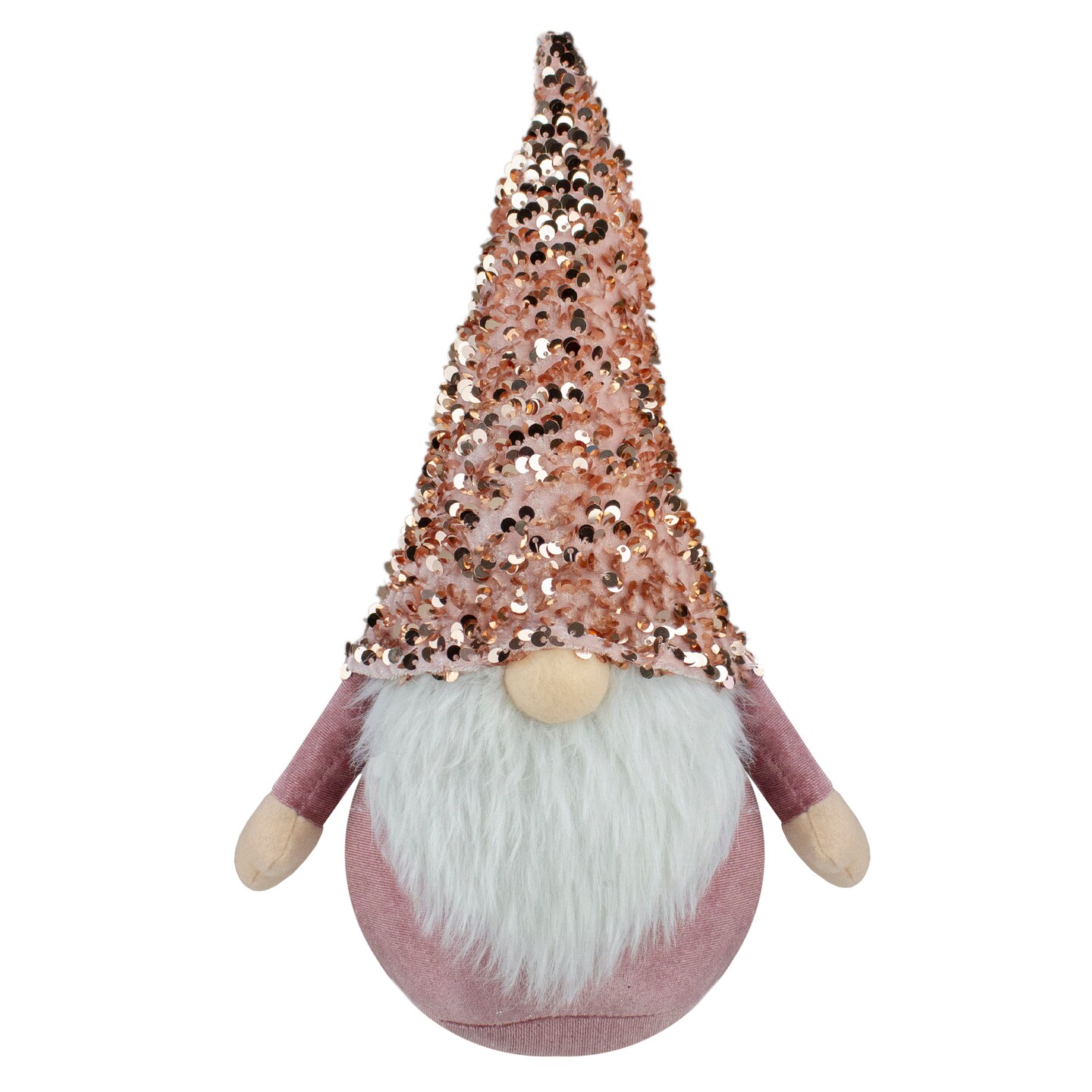 Northlight Sequined Hat Christmas Gnome Figure - 12" - Rose Gold and Pink