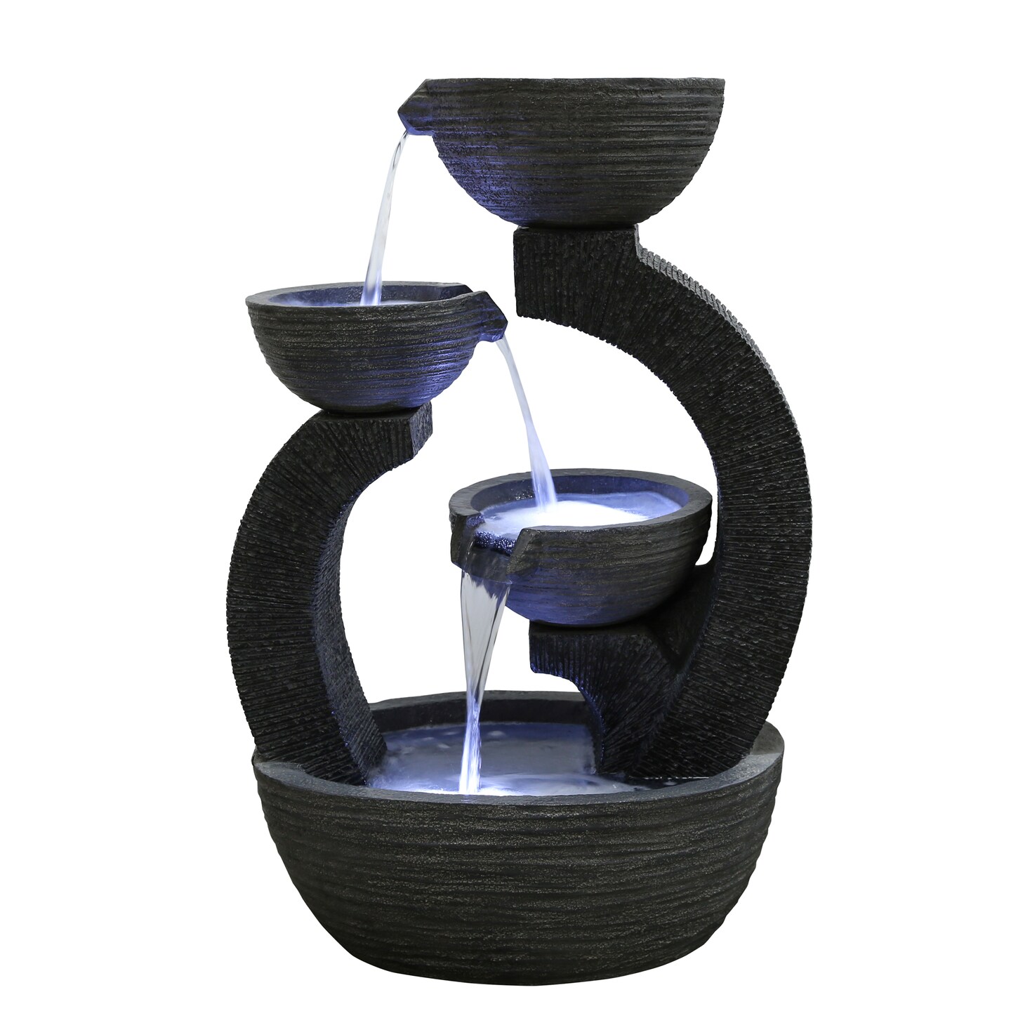 Northlight Lighted Three-tier Outdoor Garden Water Fountain - 31.5&#x22; - Black