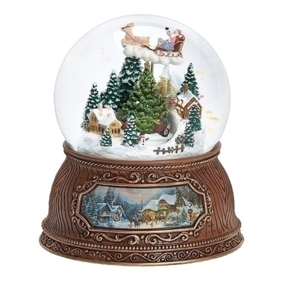 Roman 5.5" Santa Flying in Sleigh Christmas Musical Snow Globe