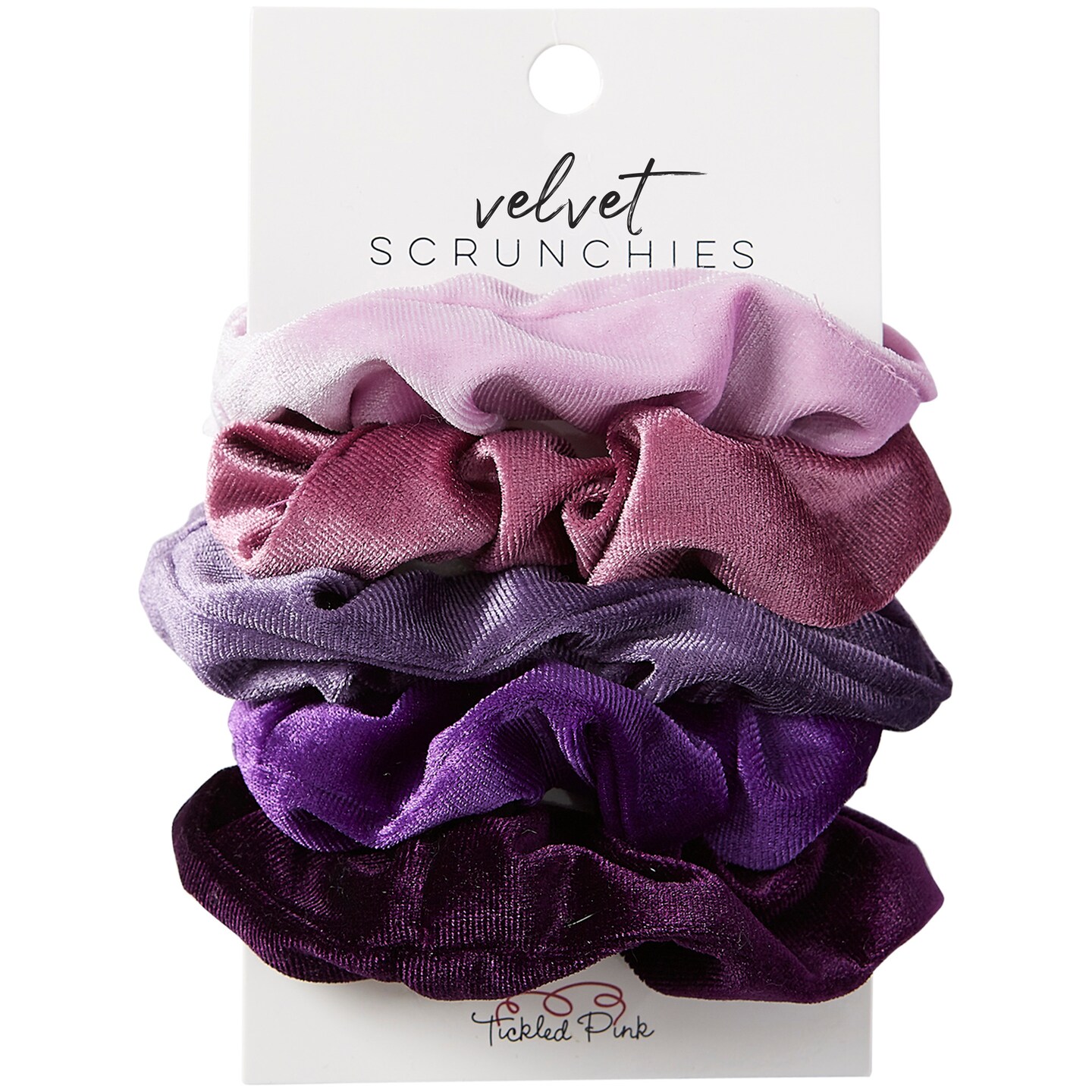 Contemporary Home Living Set of 5 3&#x22; Purple and White Purples Velvet Scrunchie Headbands