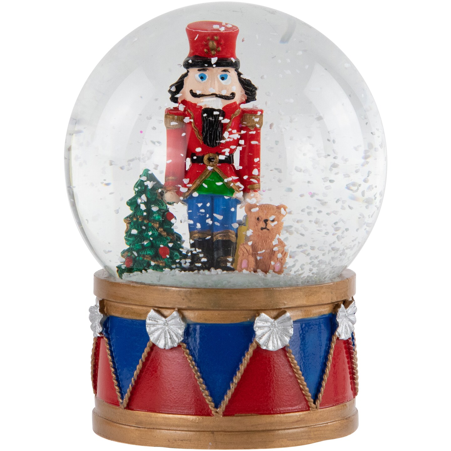 Northlight 6" Nutcracker with Teddy Bear Musical Christmas Snow Globe