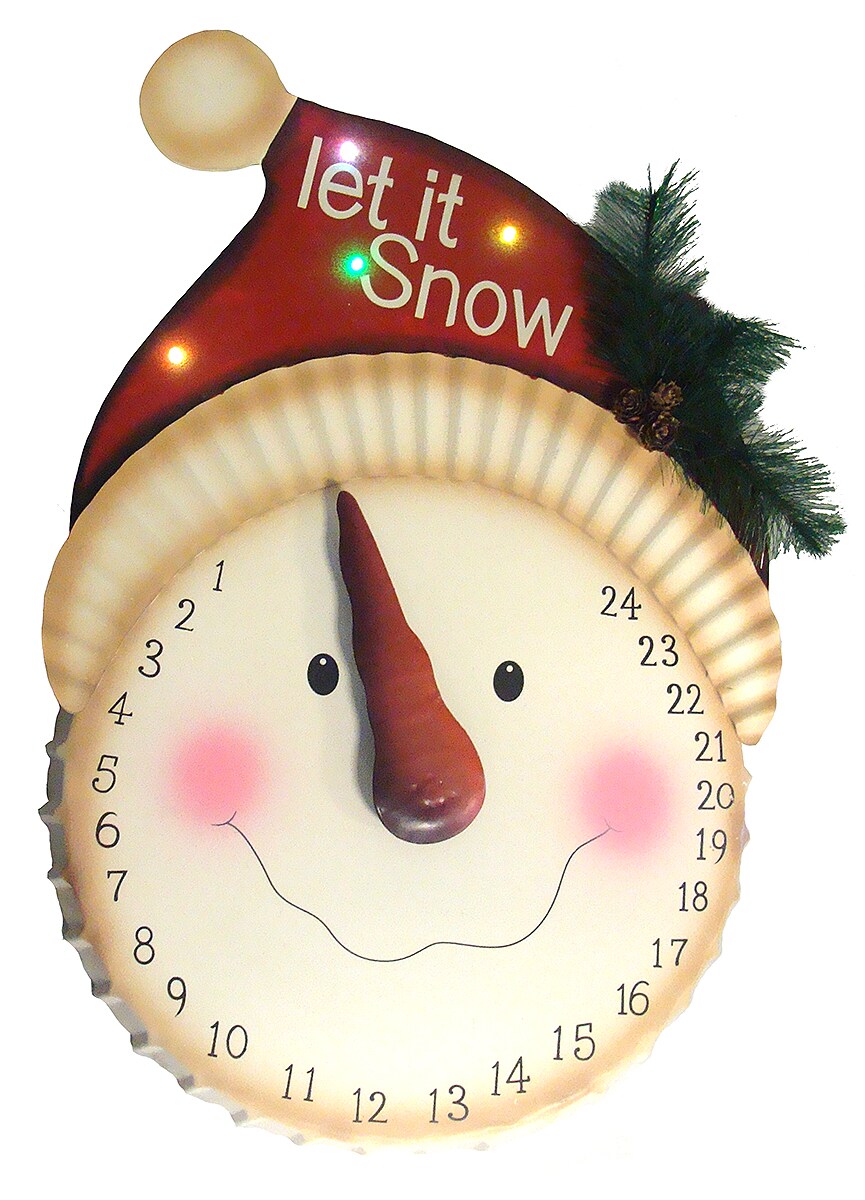 Sterling 21" LED Lighted "Let it Snow" Snowman Face Christmas Countdown Advent Calendar