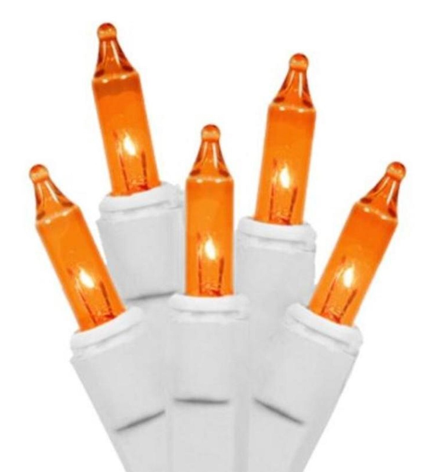 Merry and Light 50-Count Orange Steady Mini Christmas Light Set, 9.1ft White Wire