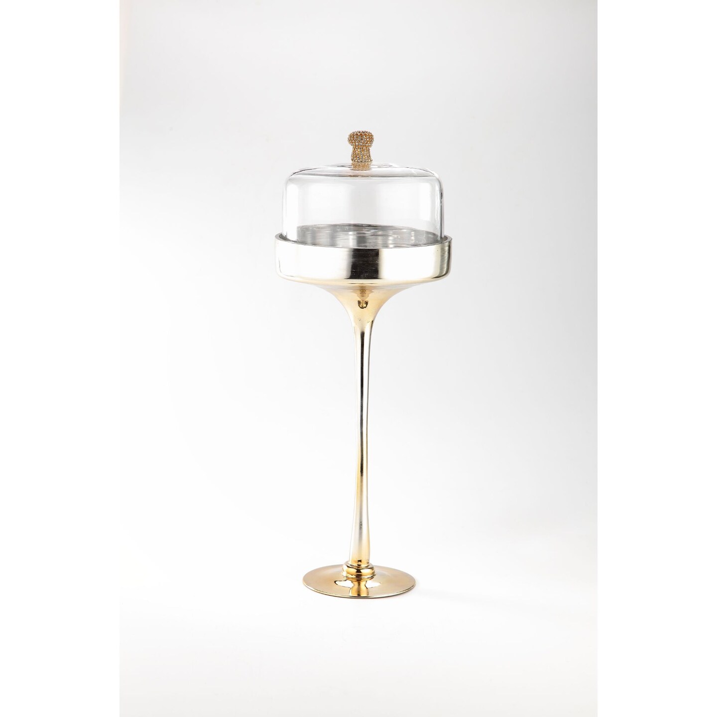 CC Home Furnishings 20" Clear and Gold Cloche Glass Dome Decoration