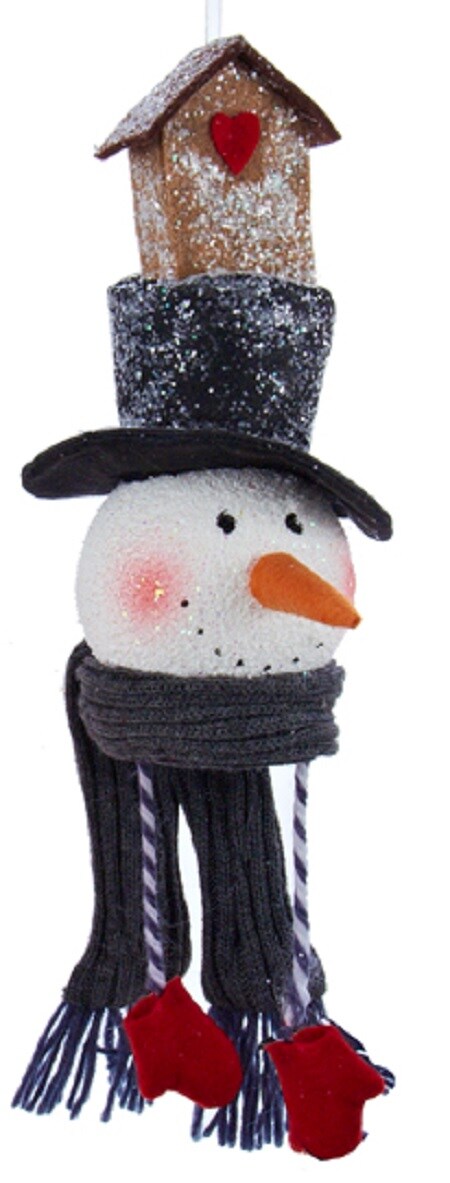 Kurt Adler 12&#x22; White Snowman with Black Top Hat and Bird House Christmas Ornament