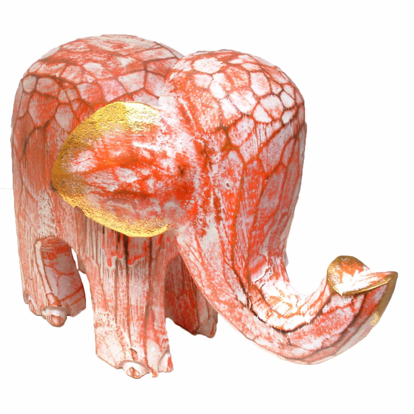 Stoneage Arts Inc 6&#x22; Handcrafted Orange Elephant Statue