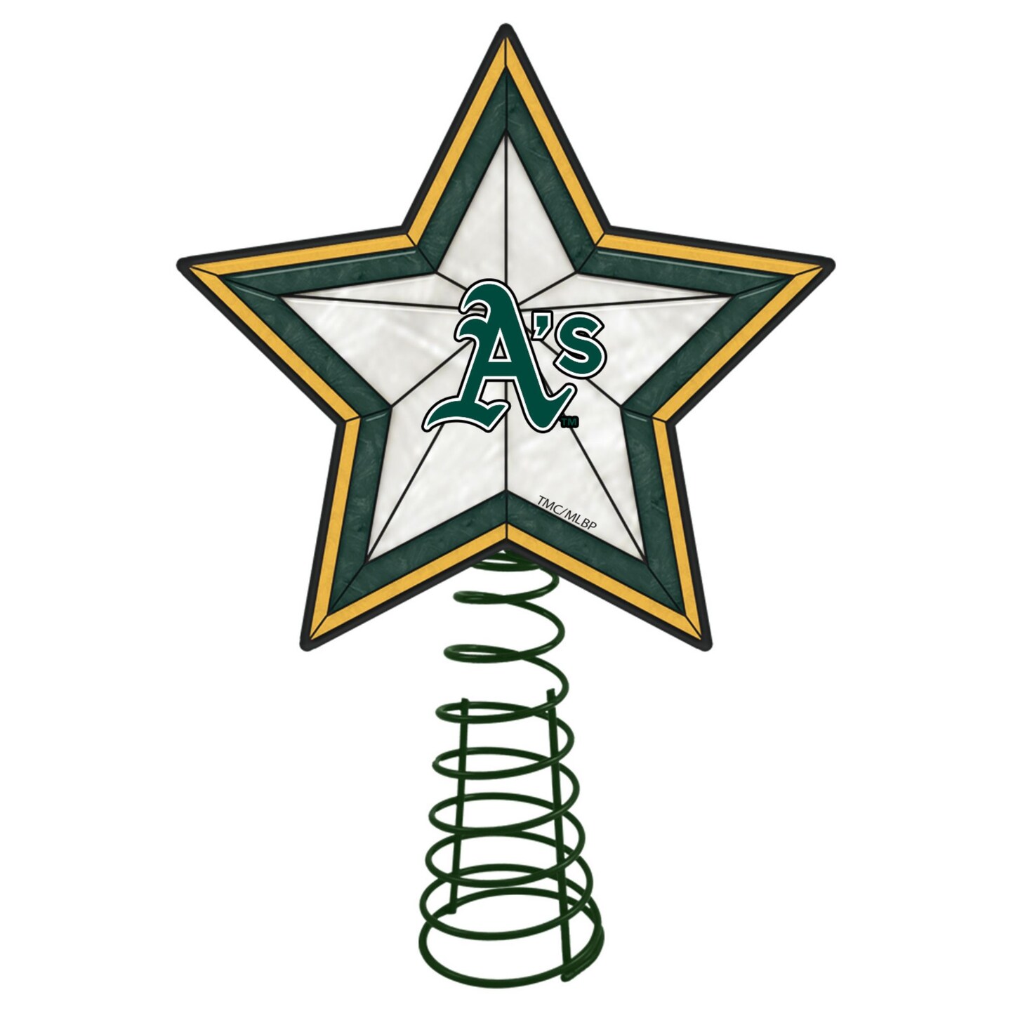 The Memory Company 10" Lighted Green and Yellow Star MLB Oakland Athletics Christmas Tree Topper