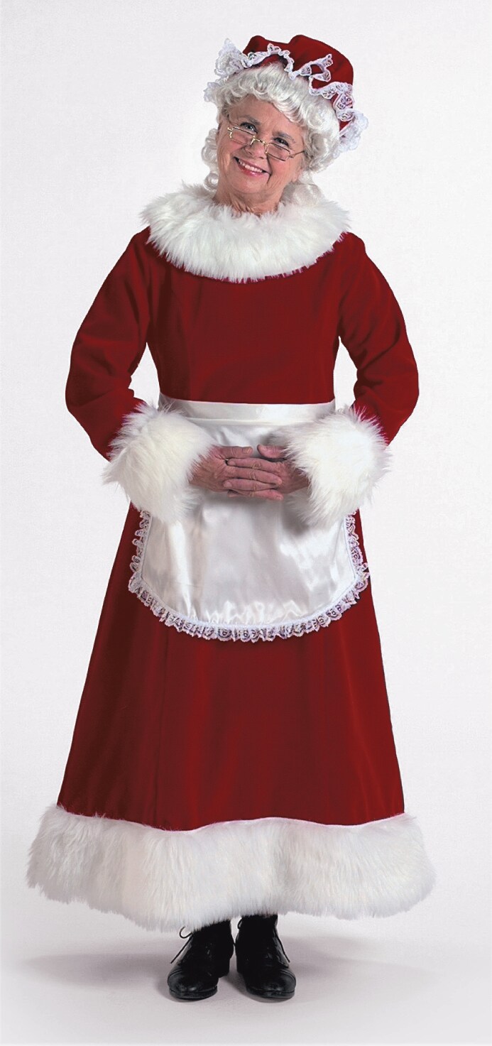 The Costume Center 3-Piece Burgundy Velvet Mrs. Claus Most Valuable Helper - Adult Size XXX Large
