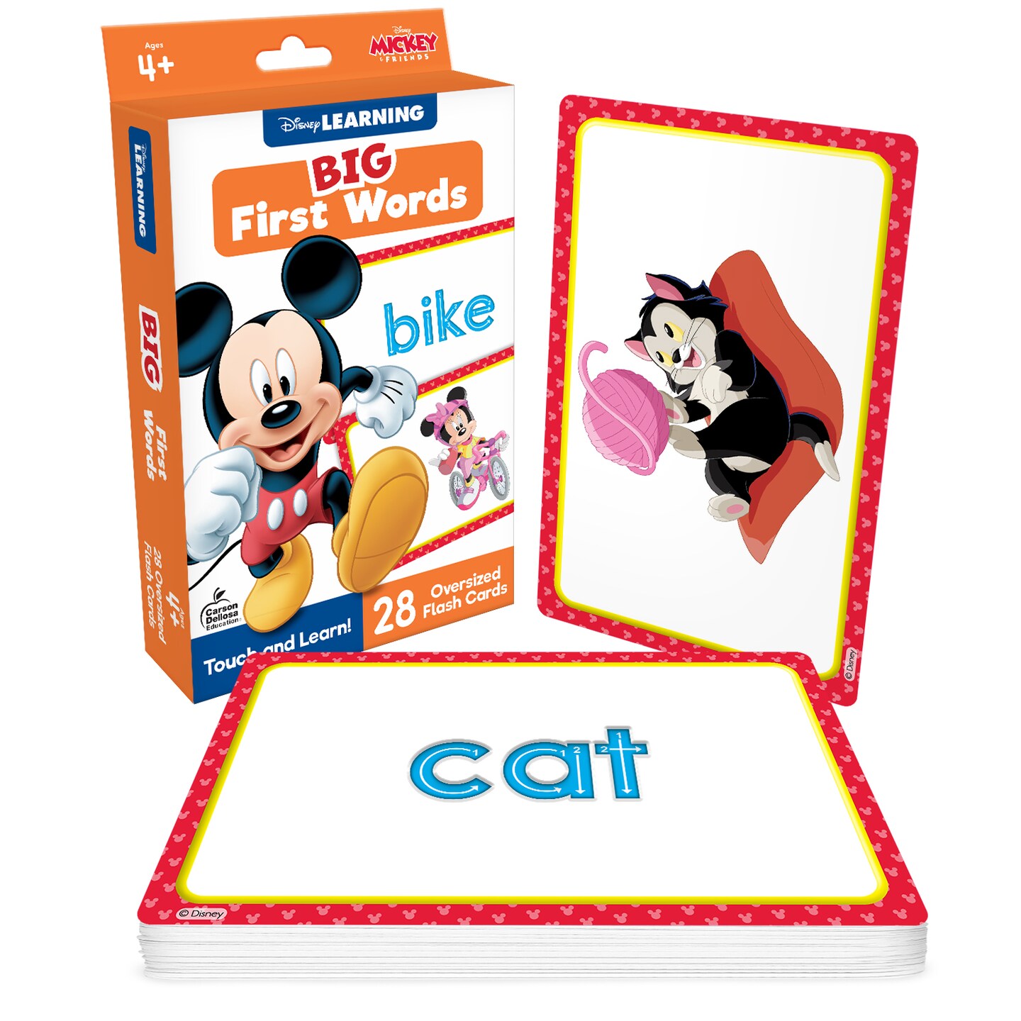 Disney Learning Mickey &#x26; Friends BIG Sight Words Flash Cards Kindergarten, First Words, Early Learning Phonics Flash Cards with Illustrations for Kids Ages 4+, Preschool, Kindergarten, 1st Grade