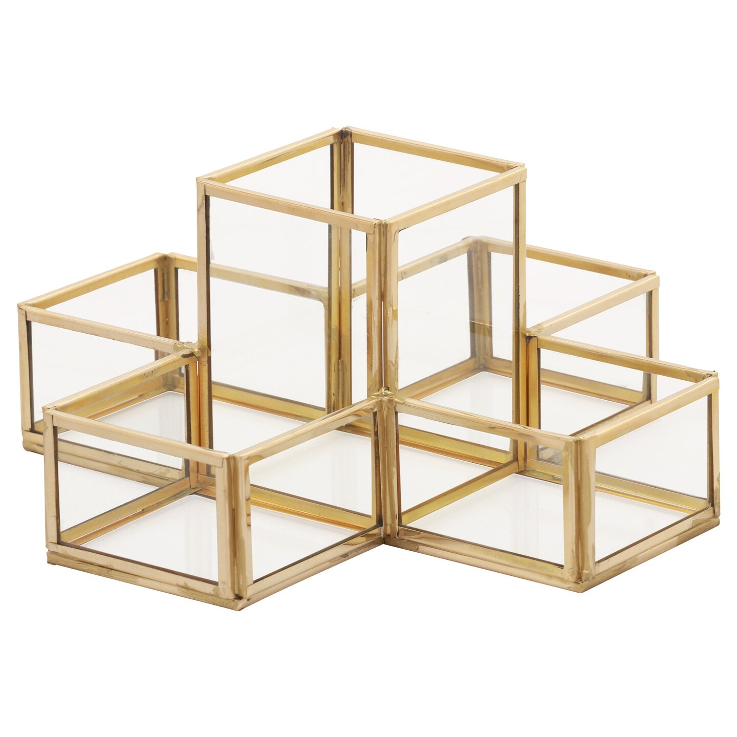 Signature Home Collection 8.75&#x22; Antique Gold Eclectic Glass Pencil Holder