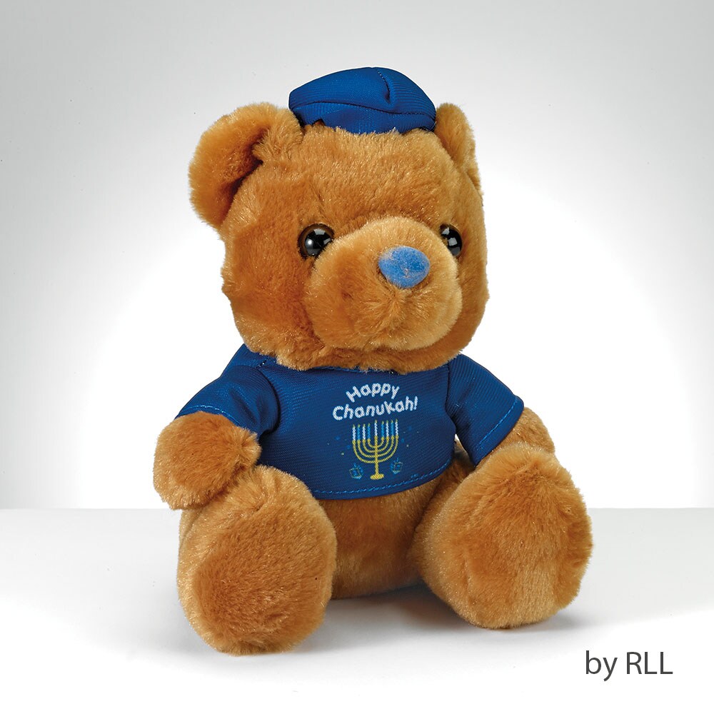 Rite Lite 6&#x22; Brown and Blue &#x27;Happy Hanukkah&#x27; Teddy Bear with T-Shirt